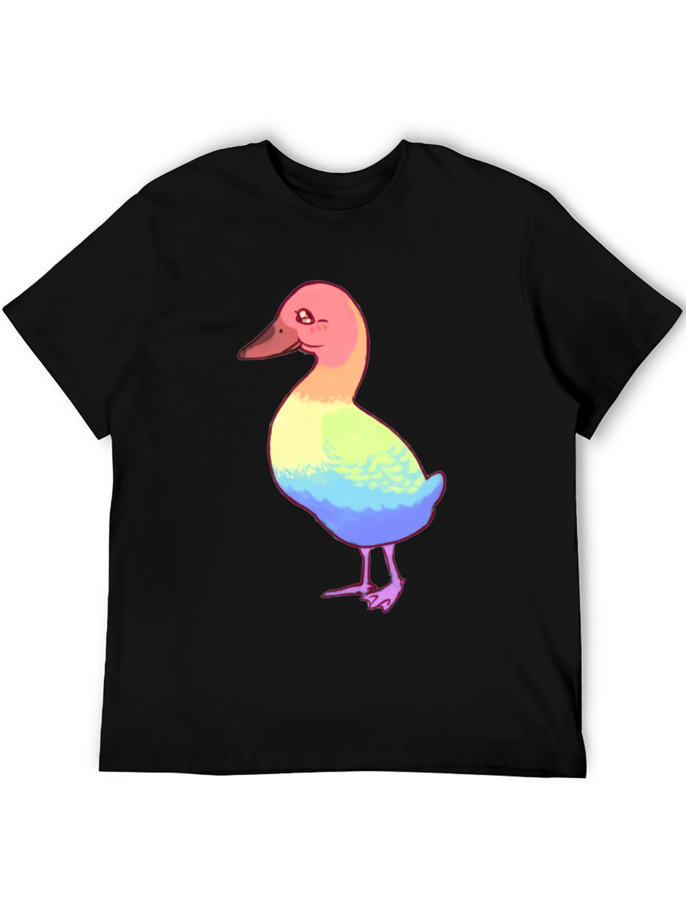 Black Rainbow Duck Graphic Tee - Unisex Cotton T-Shirt view 5