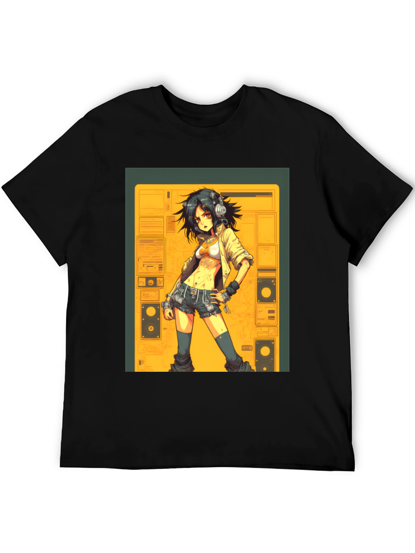 Black Anime Girl Graphic Tee - Black view 5
