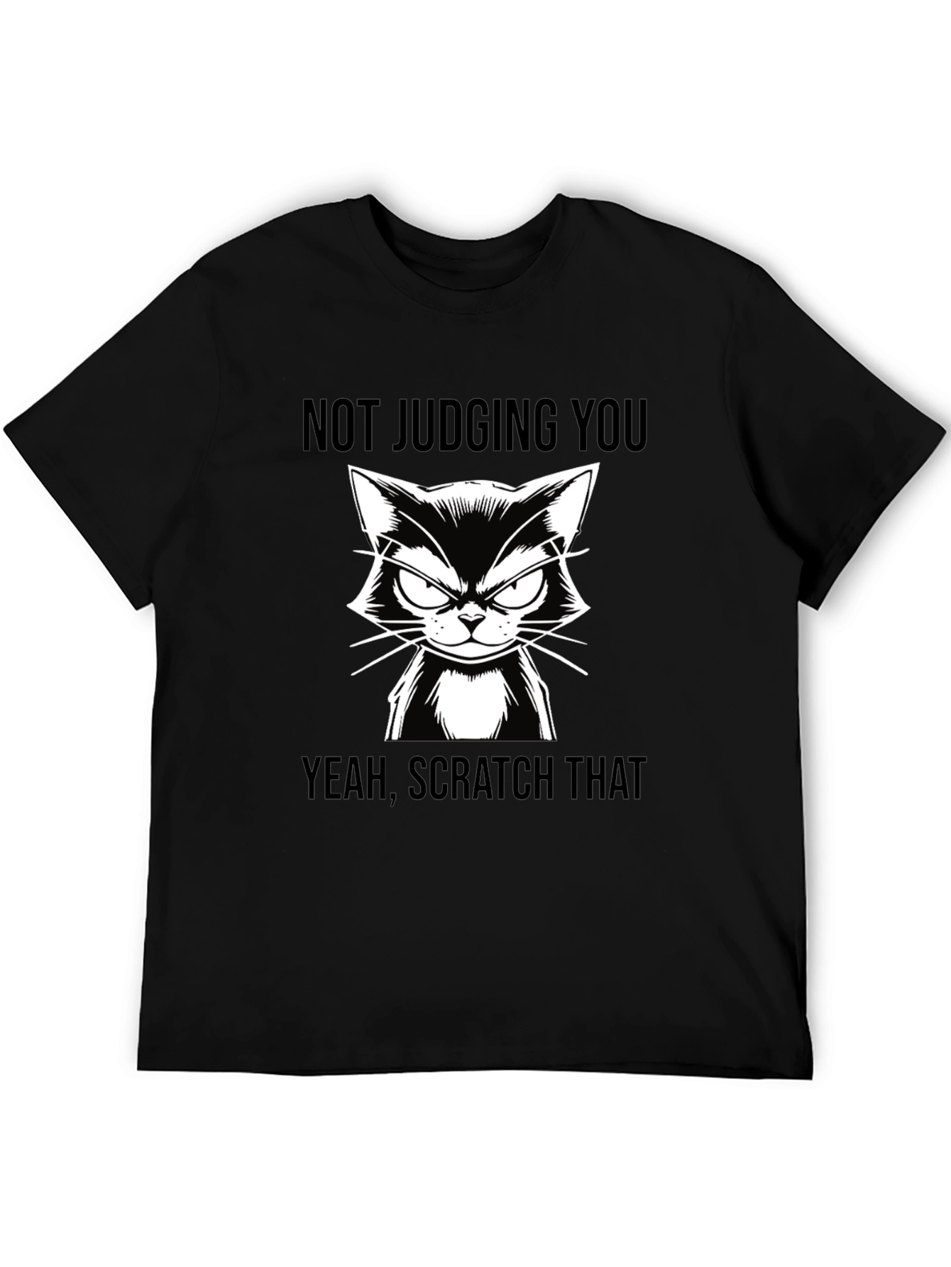 Black Funny Cat T-Shirt - Not Judging You Tee view 5