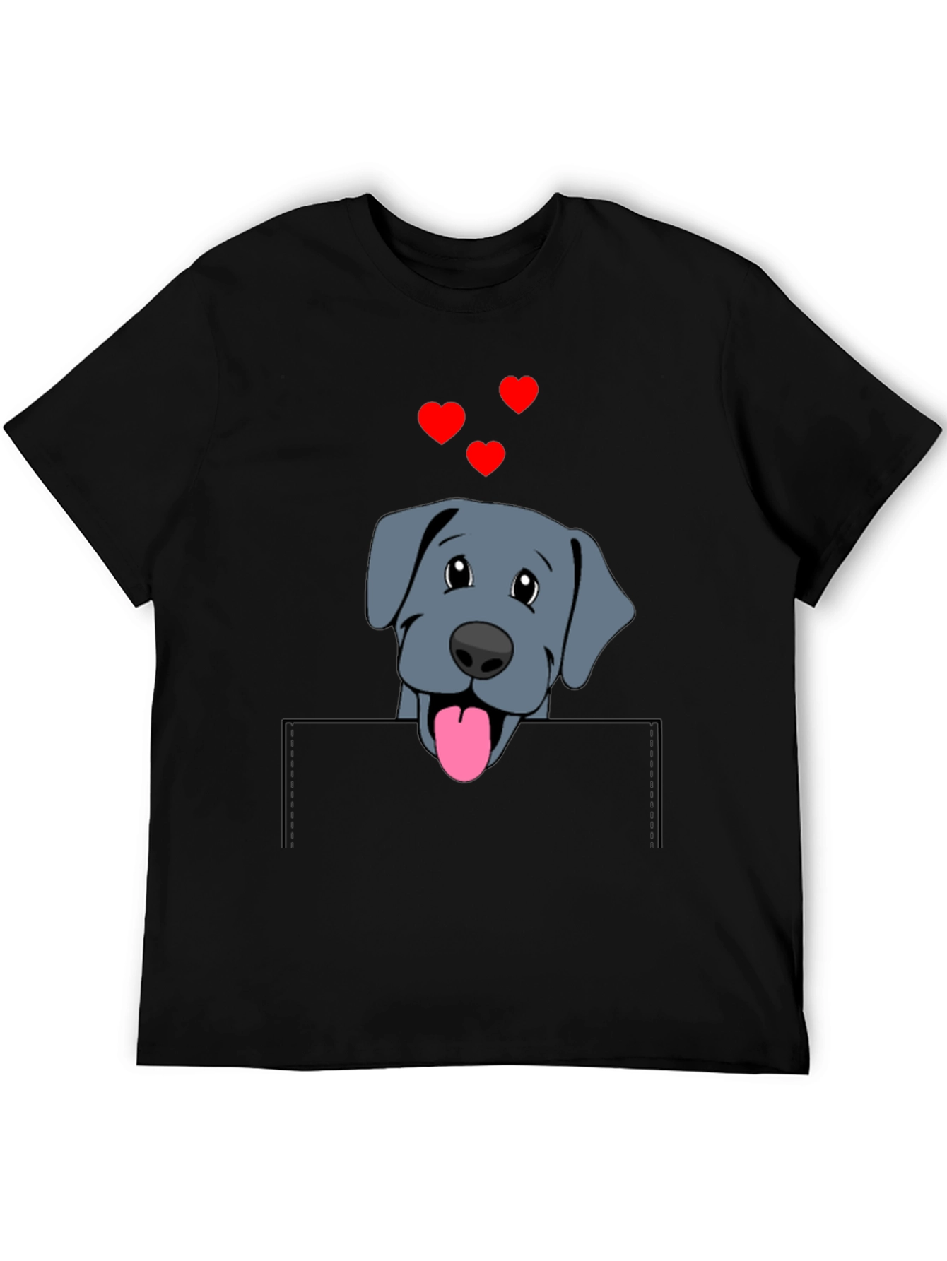 Black Cute Dog in Pocket T-Shirt view 5