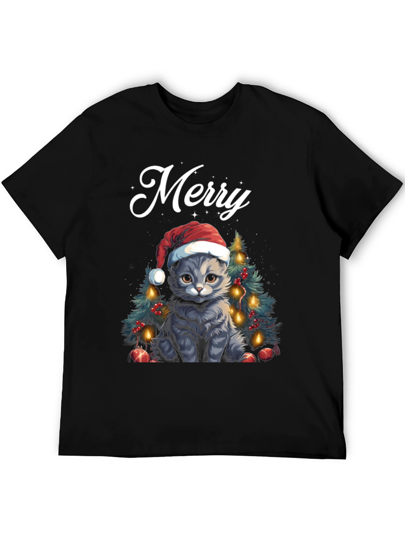 Black Merry Catmas T-Shirt view 5