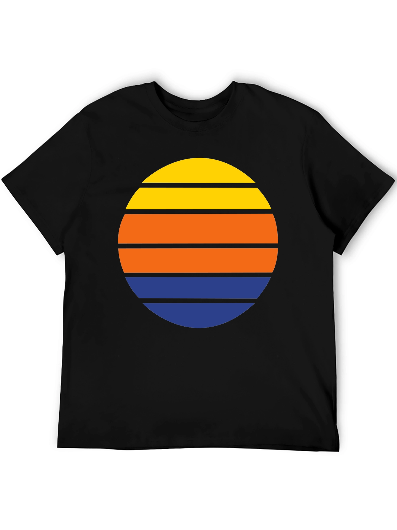 Black Retro Sunset Striped T-Shirt view 5