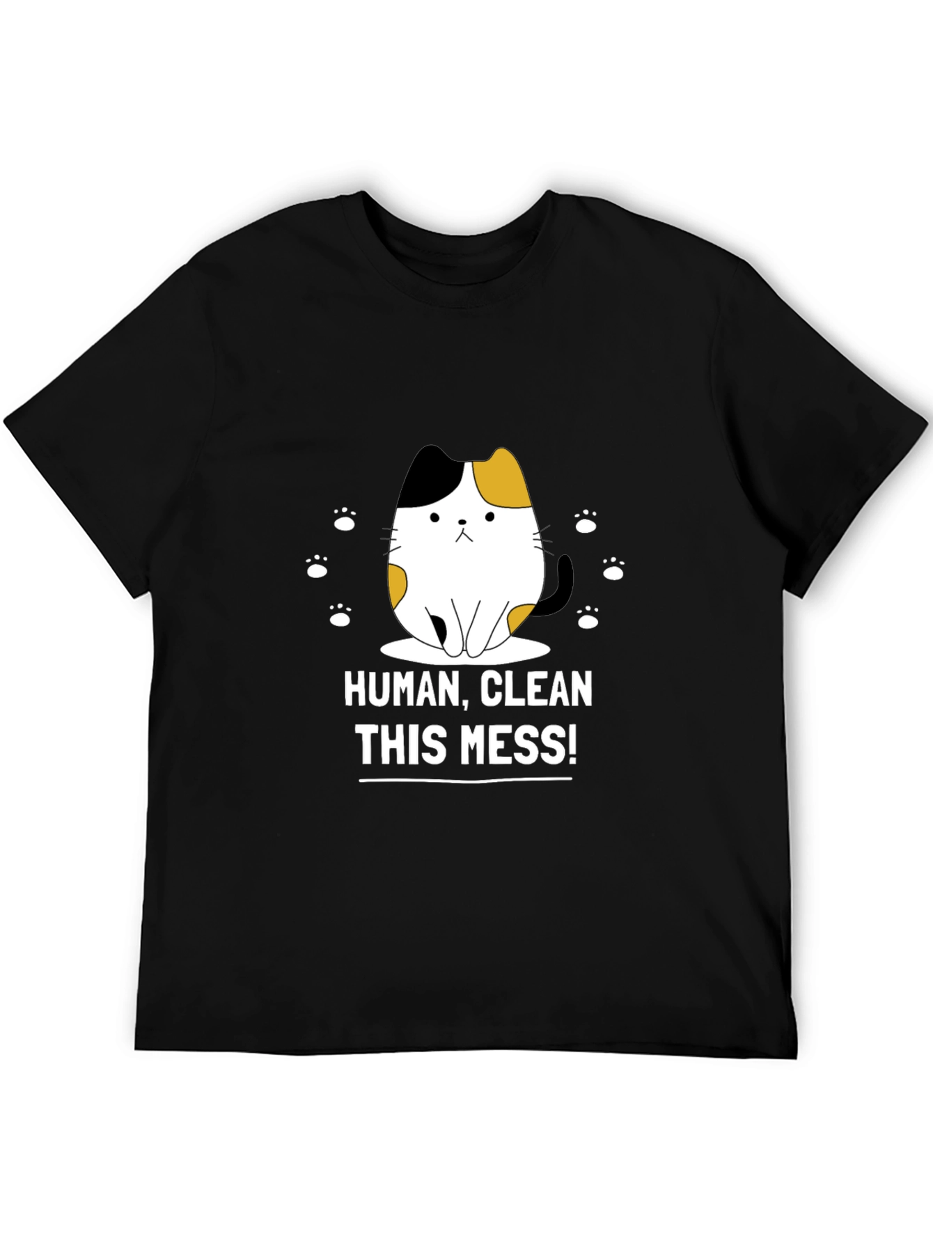Black Funny Cat Graphic T-Shirt - Clean This Mess! view 5