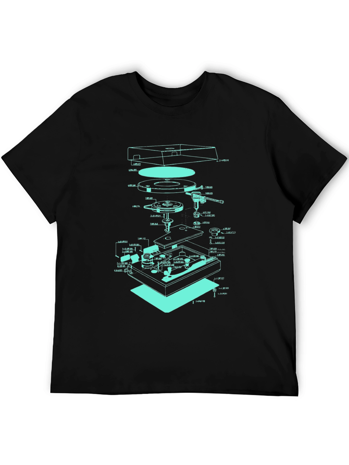 Turntable Schematic Graphic Tee - Cool Music Lover Design - 5