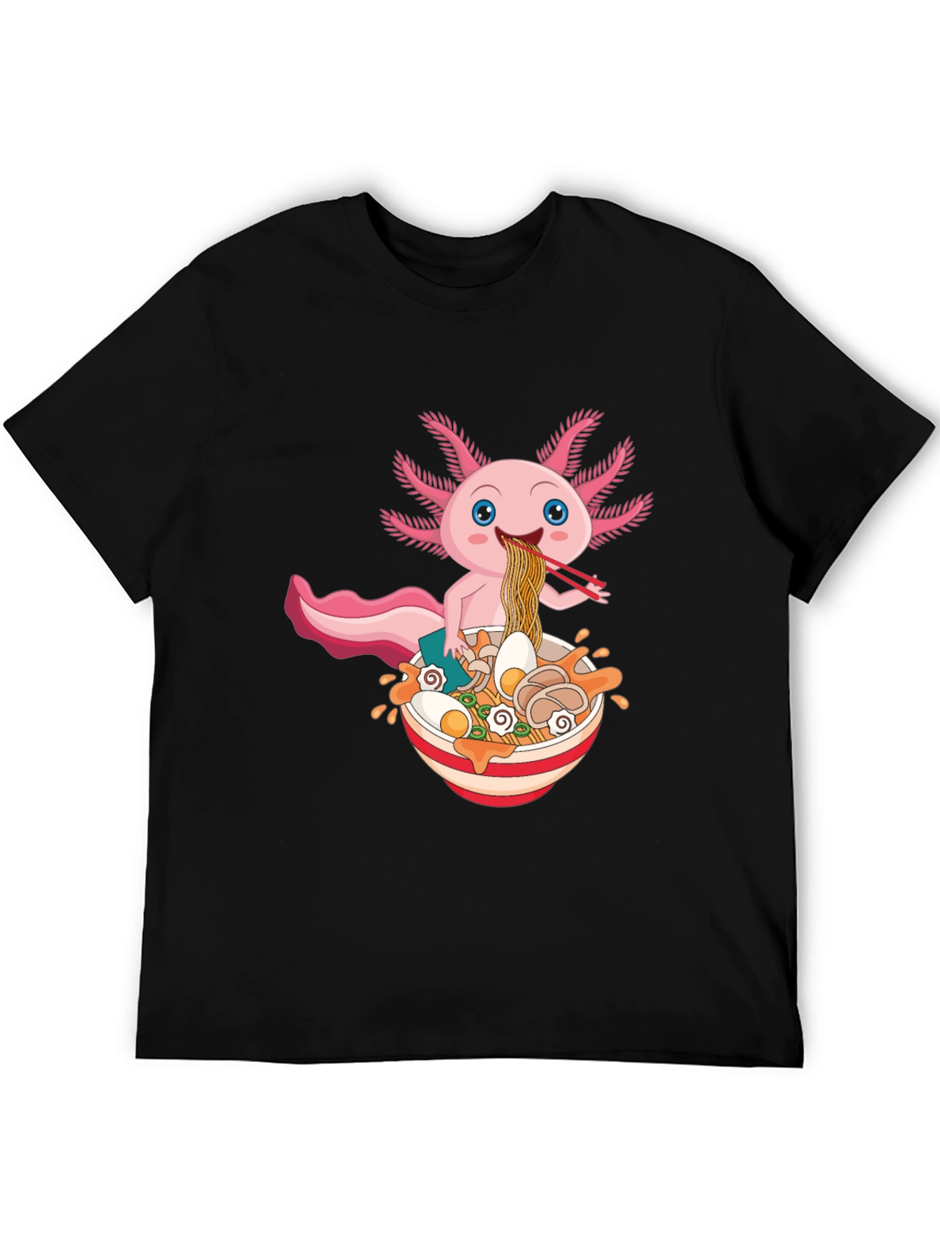 Black Axolotl Ramen T-Shirt - Cute Kawaii Noodle Lover Tee view 5
