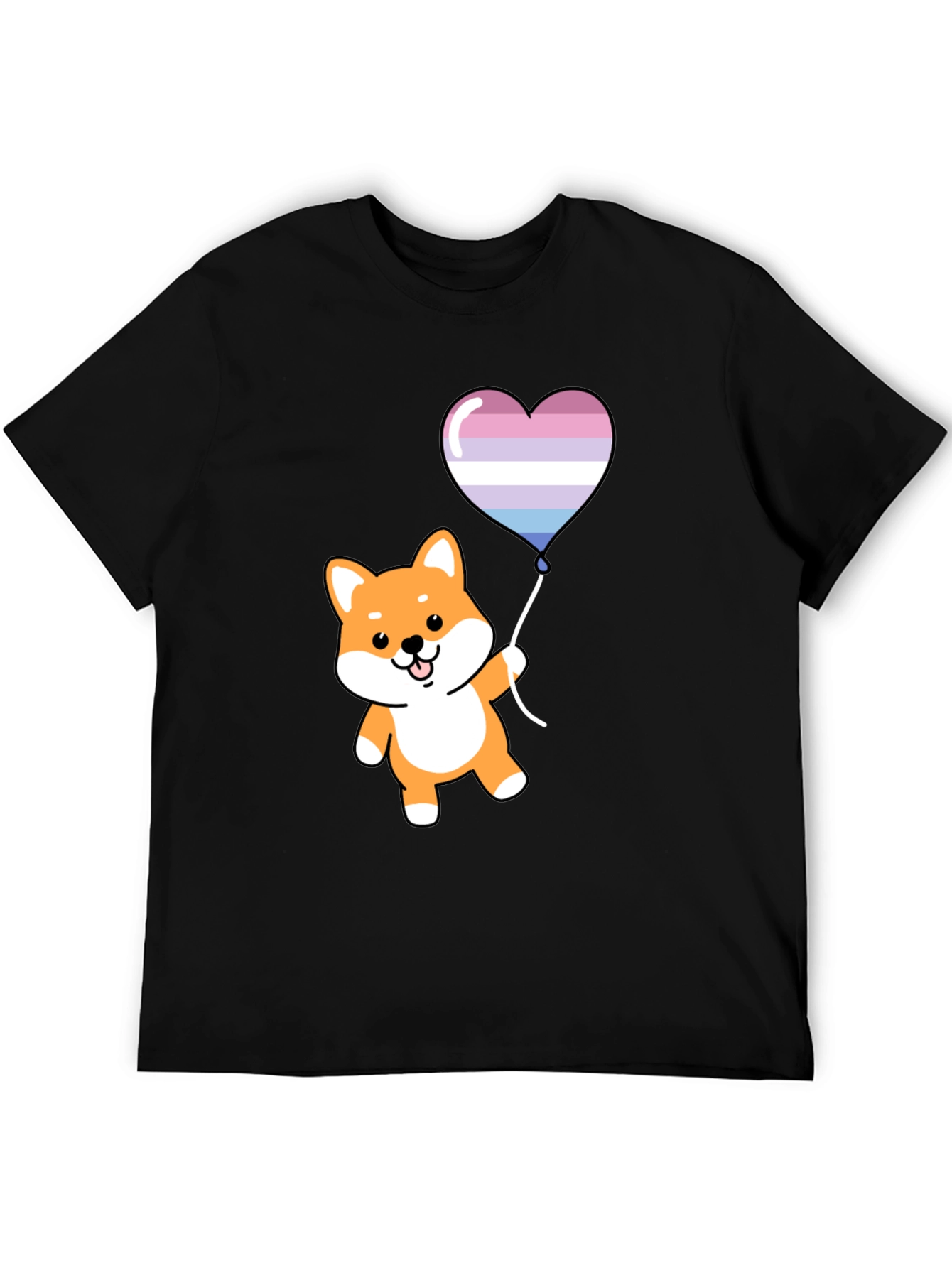 Black Shiba Inu Heart Balloon Graphic Tee view 5