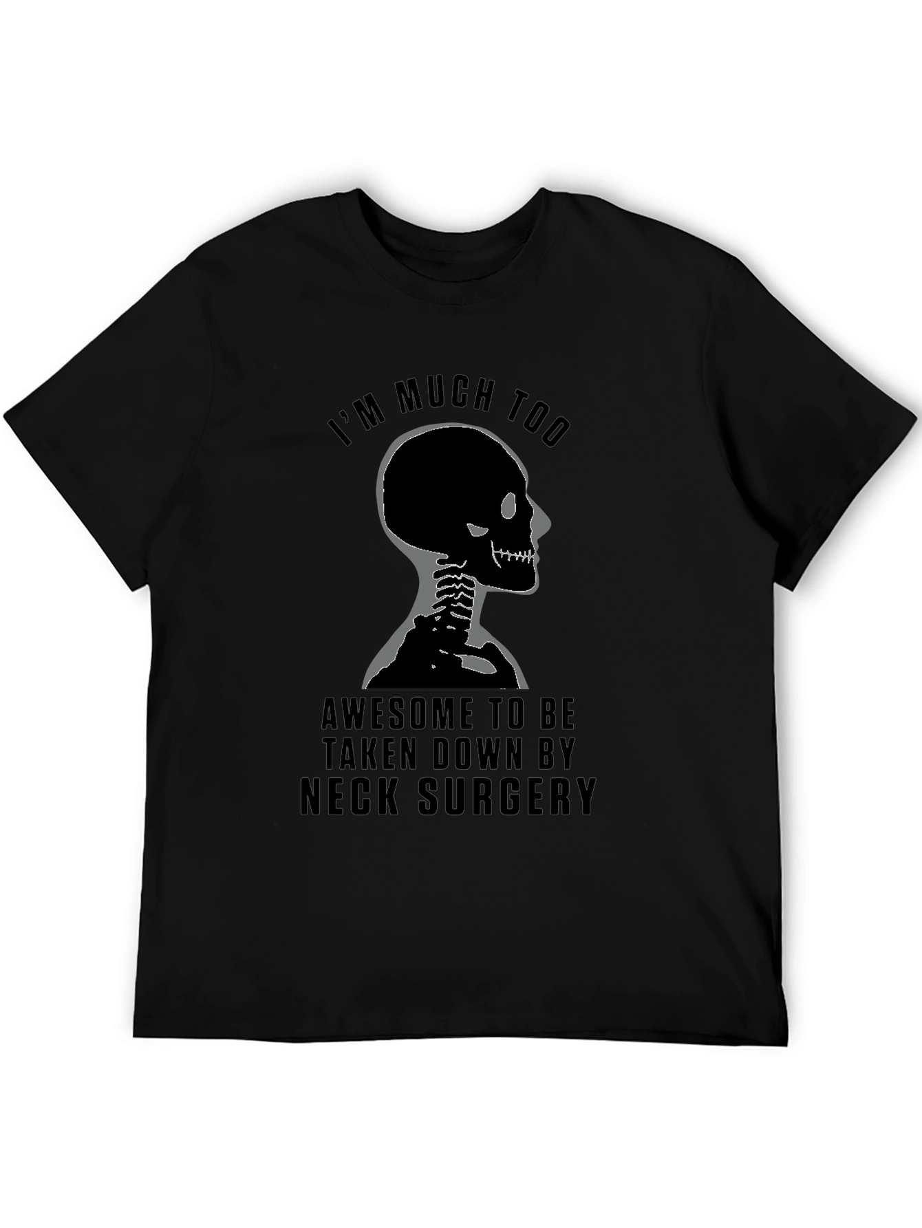Black Humorous Neck Surgery Skeleton T-Shirt view 5