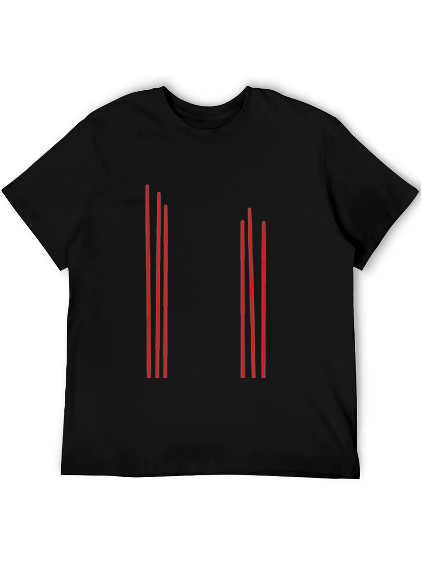 Black Modern Minimalist Vertical Line Graphic Tee - Black view 5