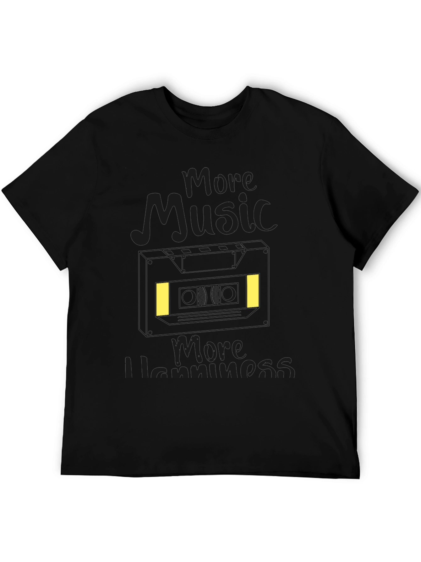 Black More Music More Happiness Black T-Shirt view 5