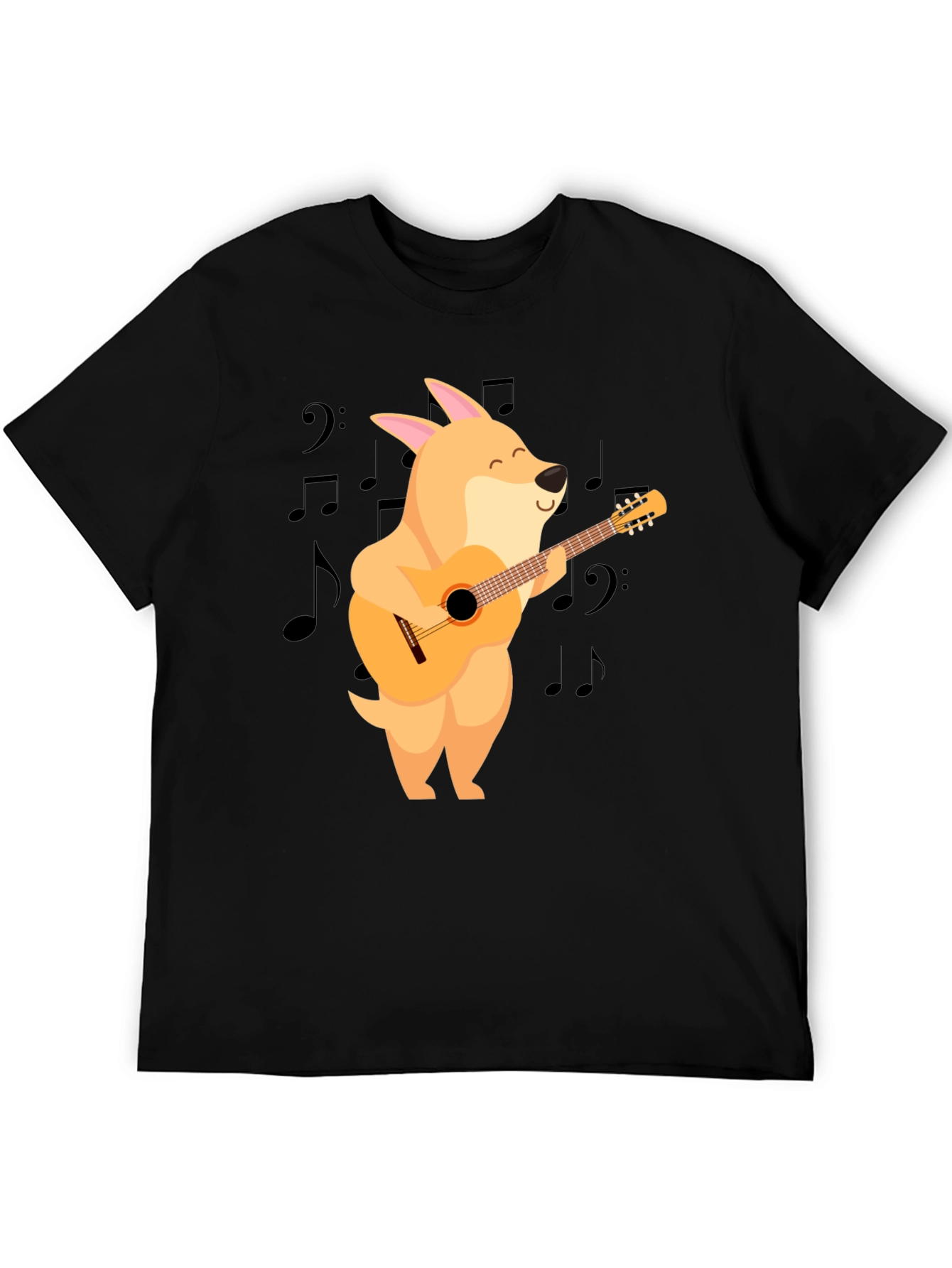 Black Dog Playing Guitar Black T-Shirt view 5