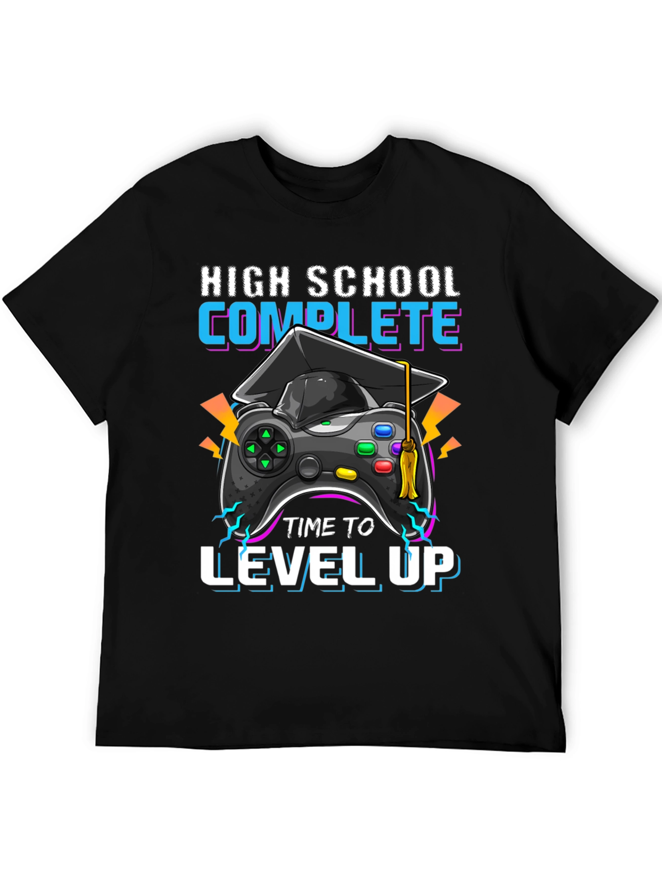 Black High School Complete Level Up Gamer T-Shirt view 5