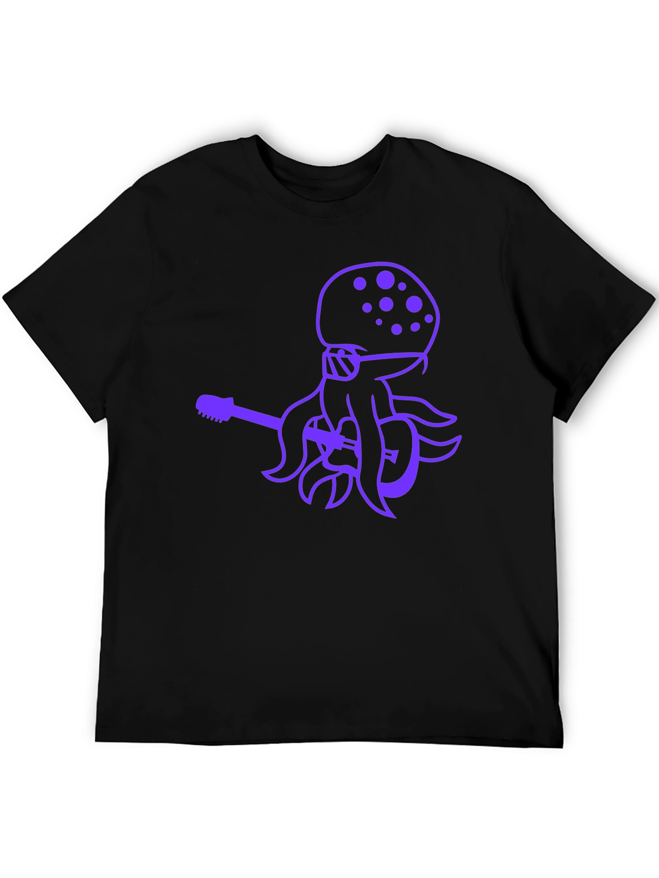 Black Octopus Guitar Player Black T-Shirt view 5