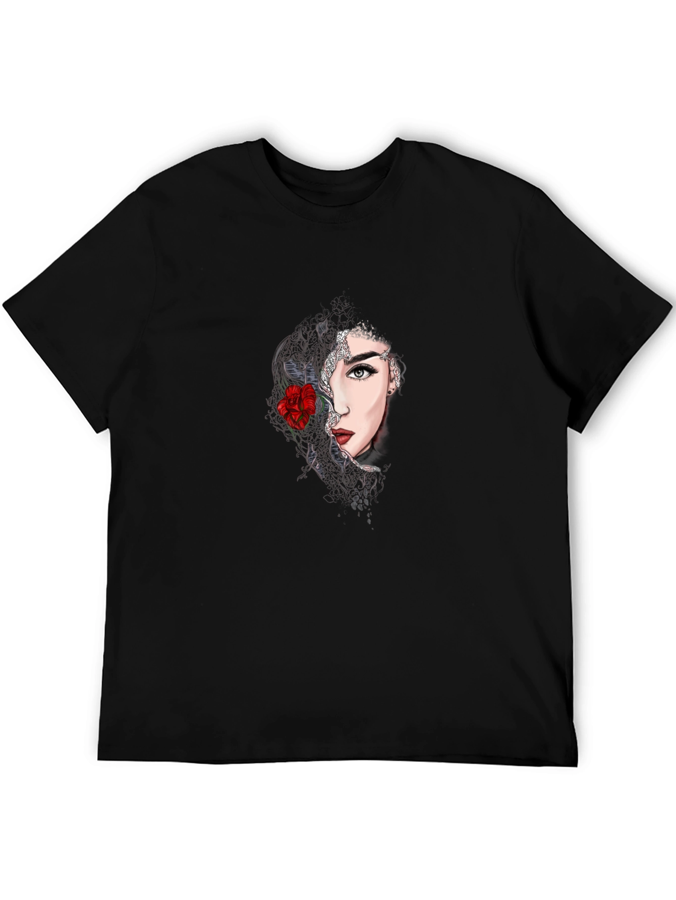 Black Woman With Rose Graphic Tee - Stylish Casual Top view 5