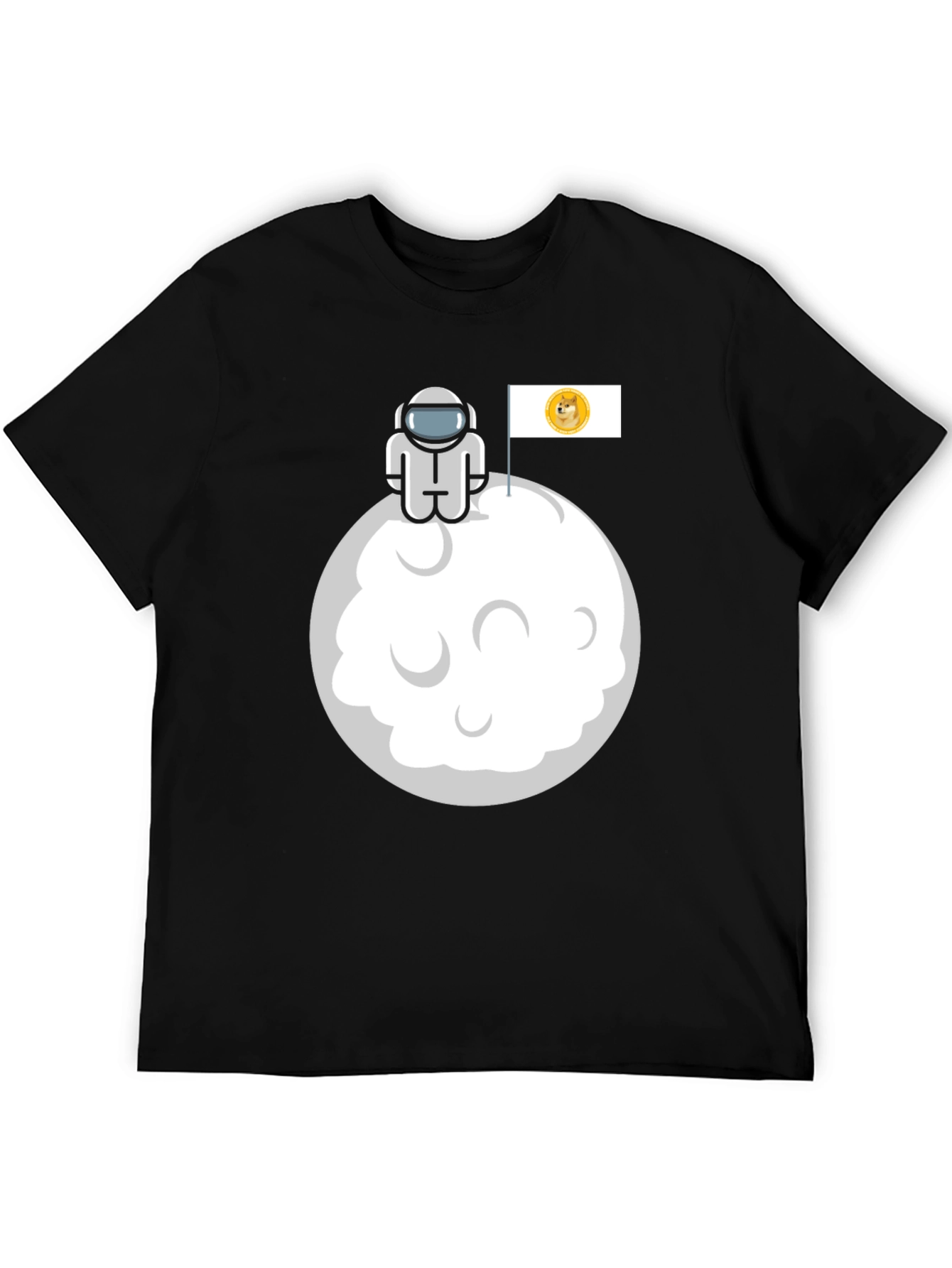 Black Doge Moon Landing Black Graphic Tee view 5