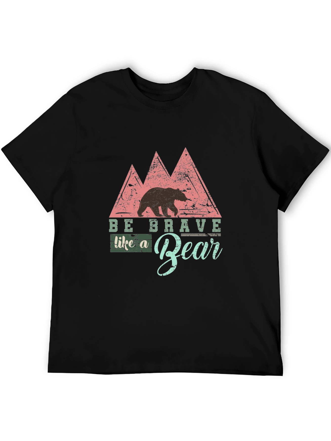Black Be Brave Like a Bear Black T-Shirt - Nature Inspired Design view 5