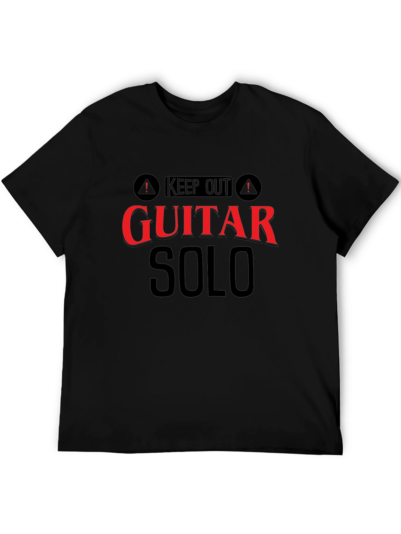 Black Keep Out Guitar Solo Funny Black T-Shirt view 5