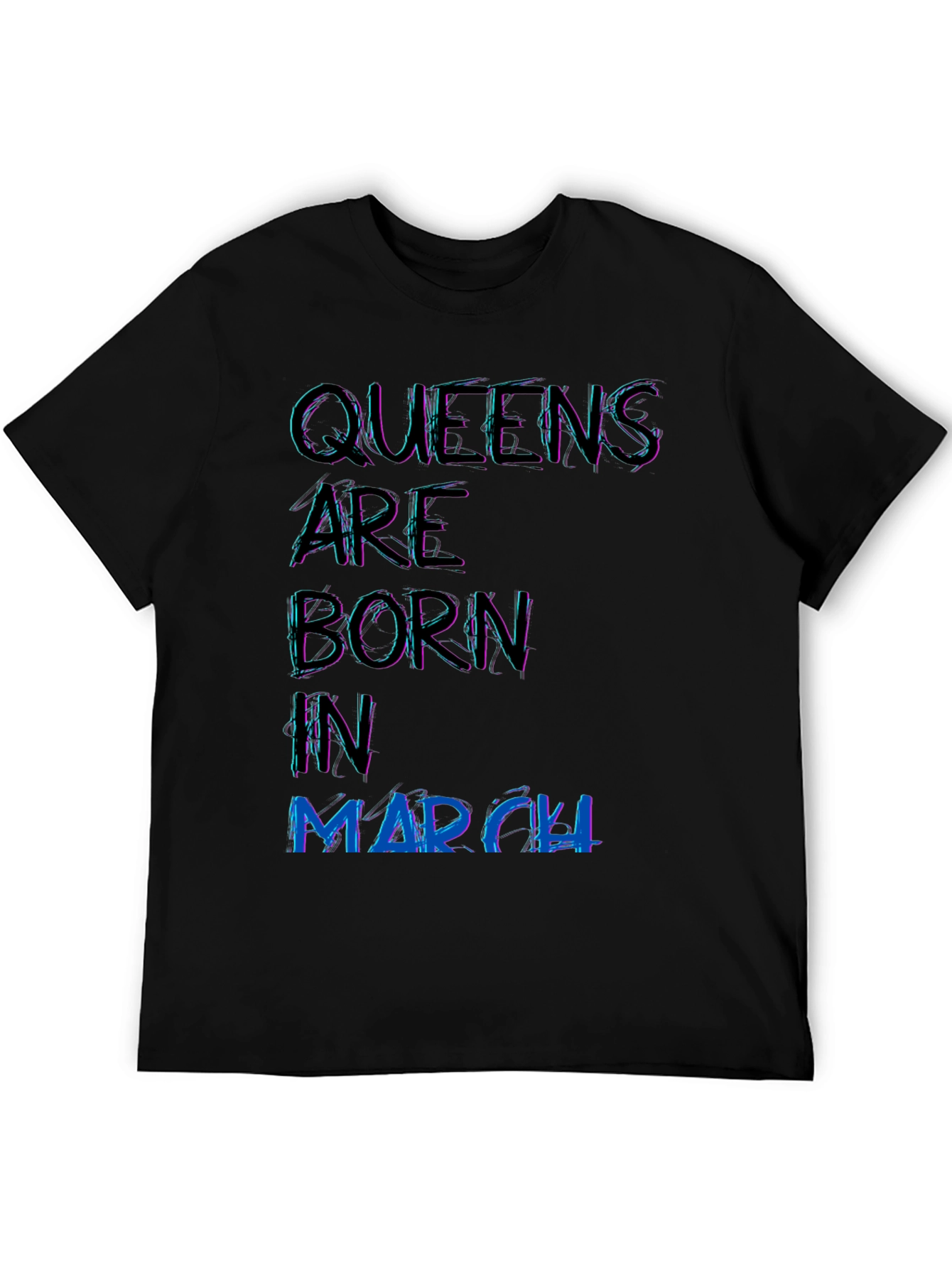 Black Queens are Born in March Black T-Shirt view 5