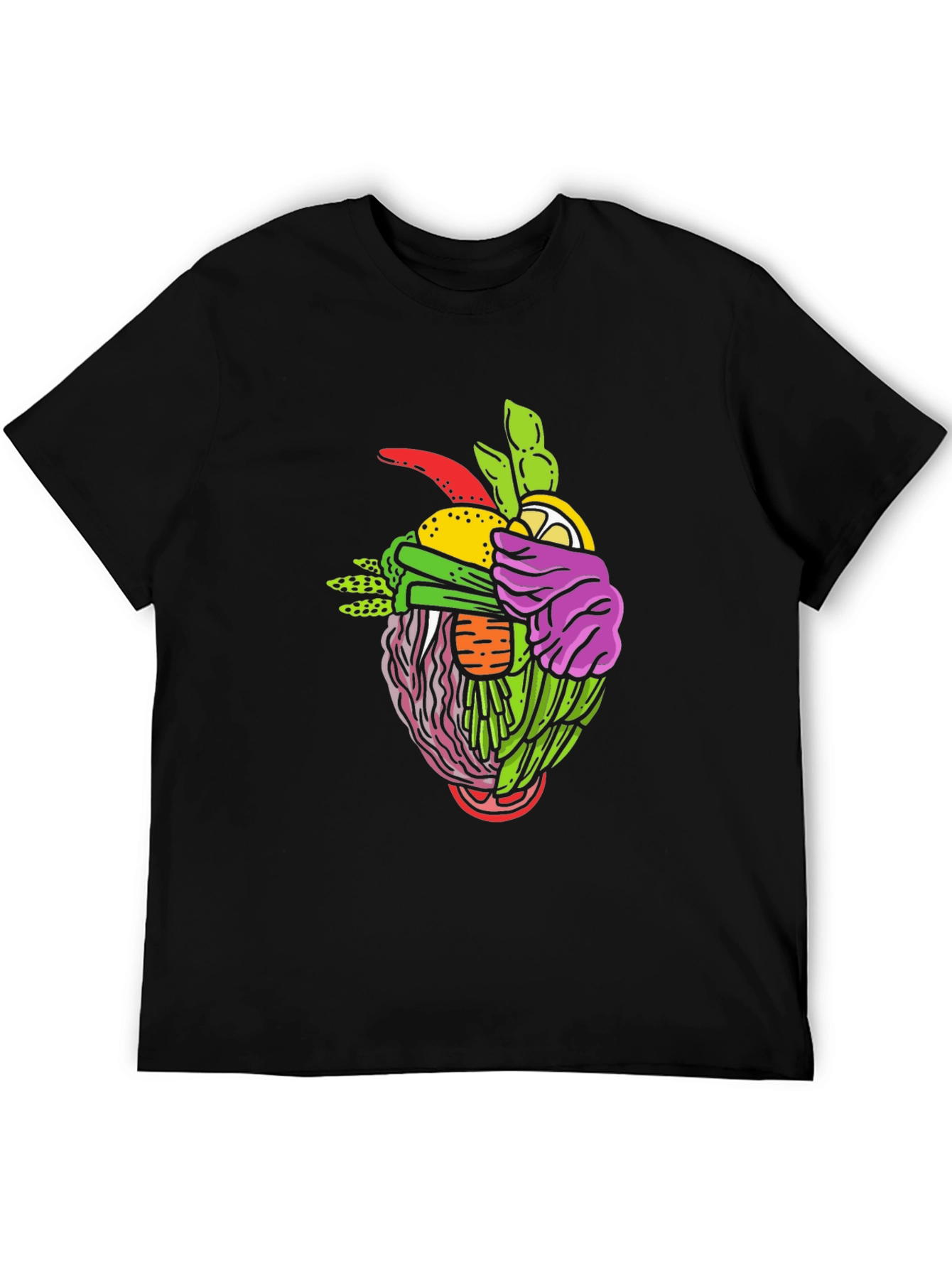 Black Vegetable Heart Graphic Tee - Modern Streetwear view 5