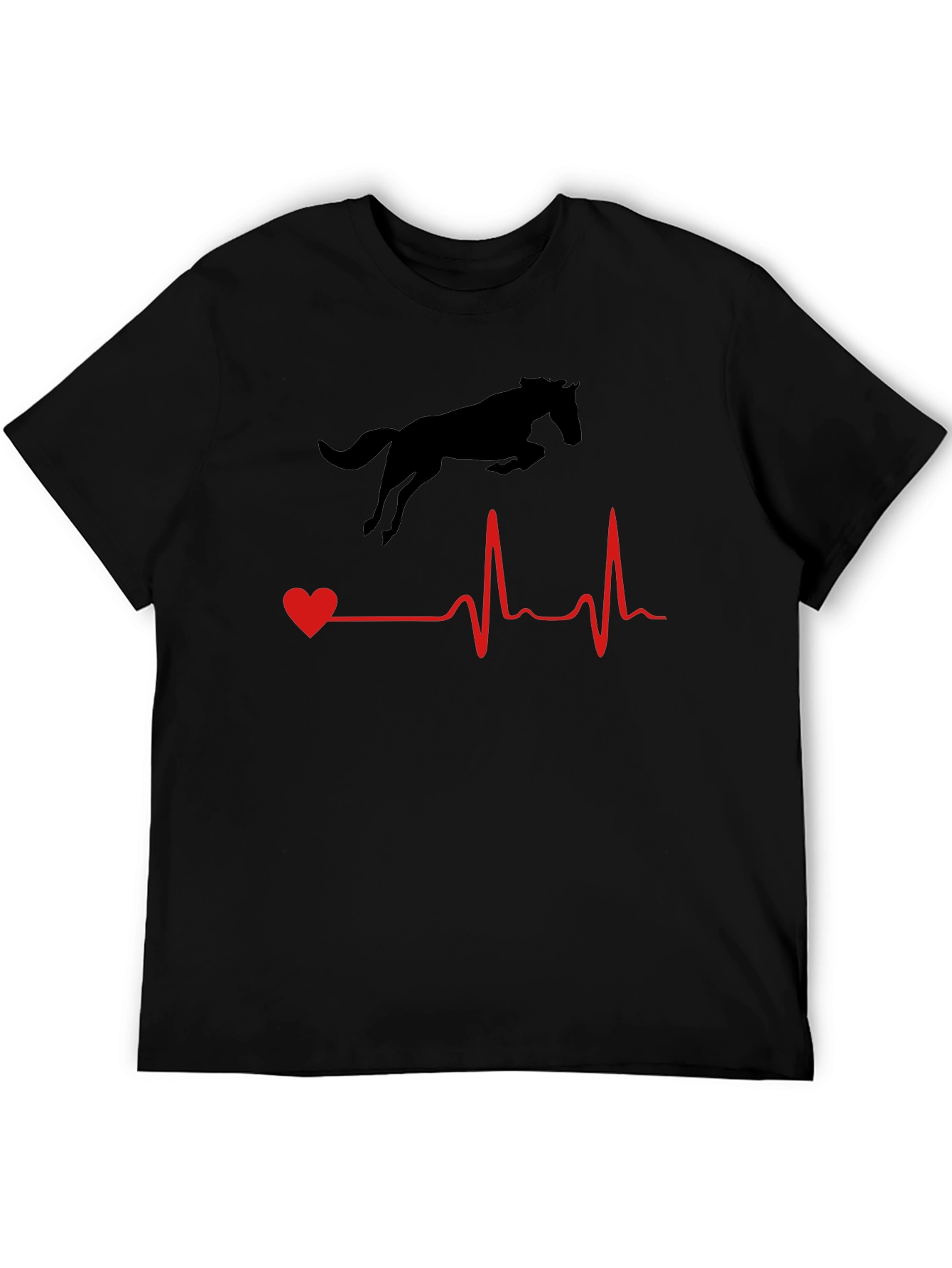 Black Horse Heartbeat Graphic Tee - Equestrian Lover Shirt view 5