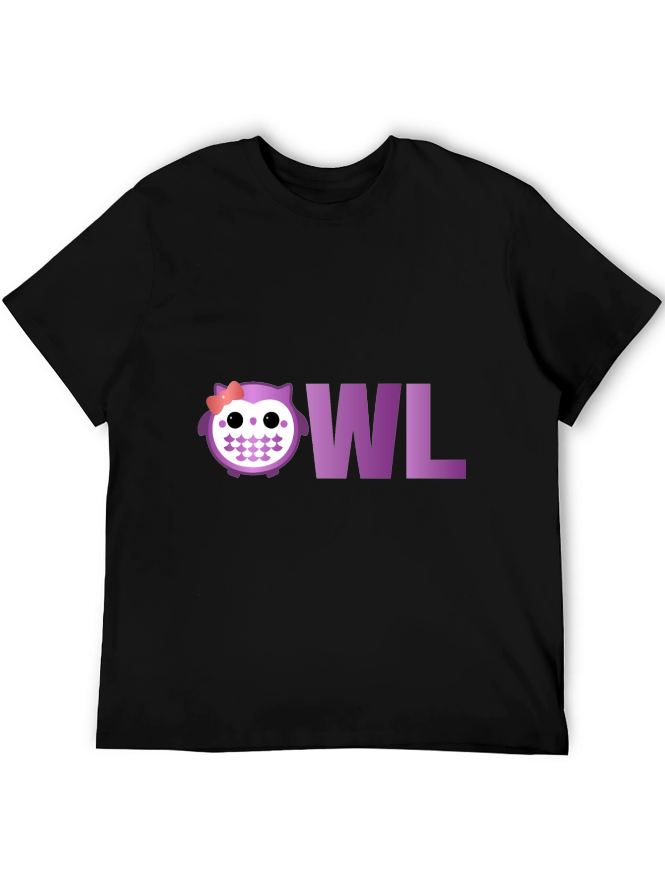 Black Cute Owl T-Shirt - Purple Graphic Tee view 5