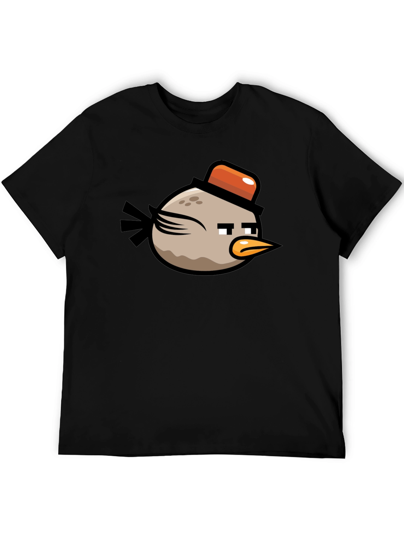 Black Angry Birds Bomb Character Men's Black T-Shirt view 5