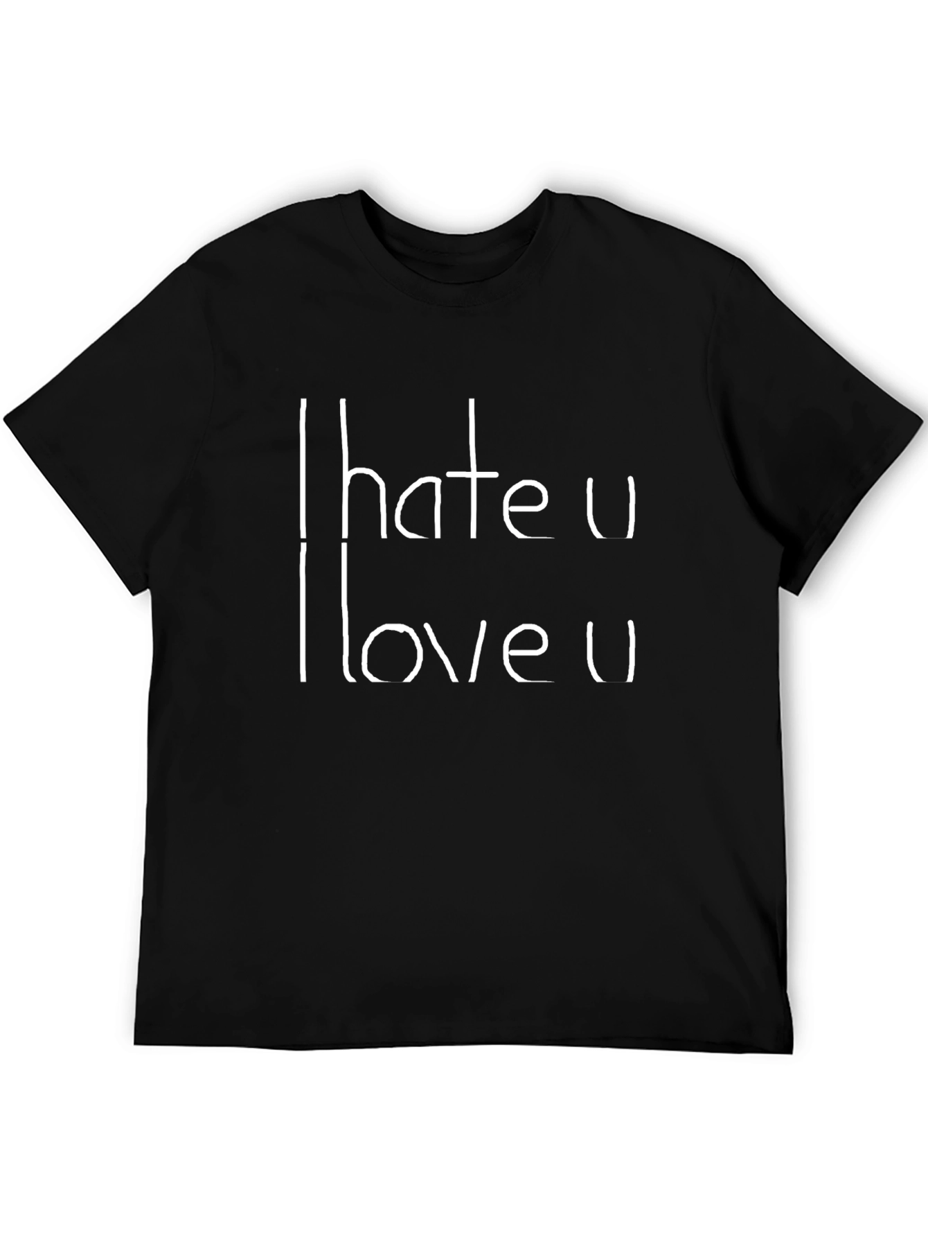 Black I Hate U I Love U Graphic Tee - Black Cotton Blend view 5