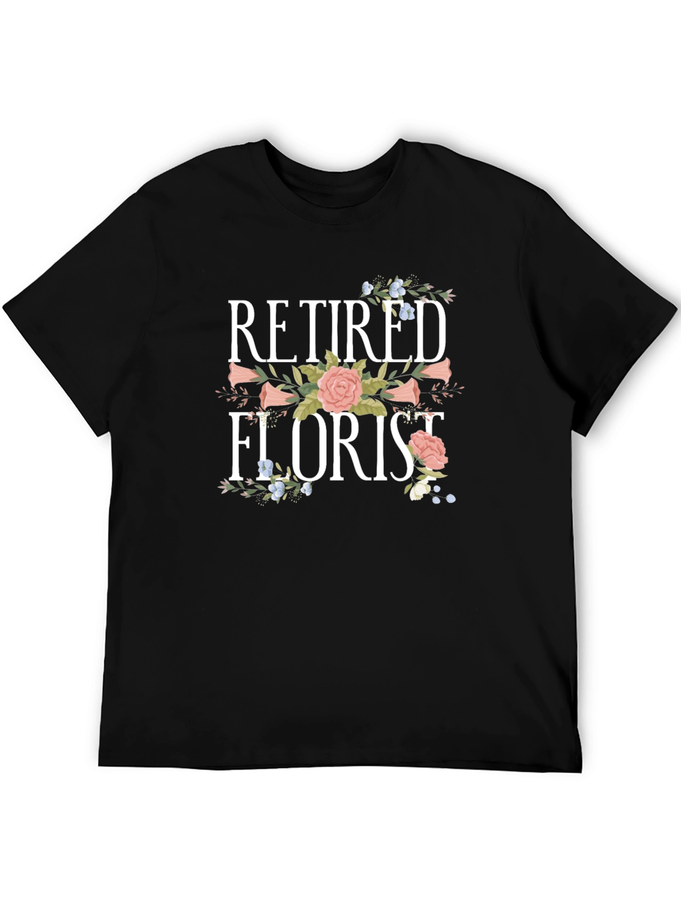 Black Retired Florist T-Shirt, Floral Design view 5