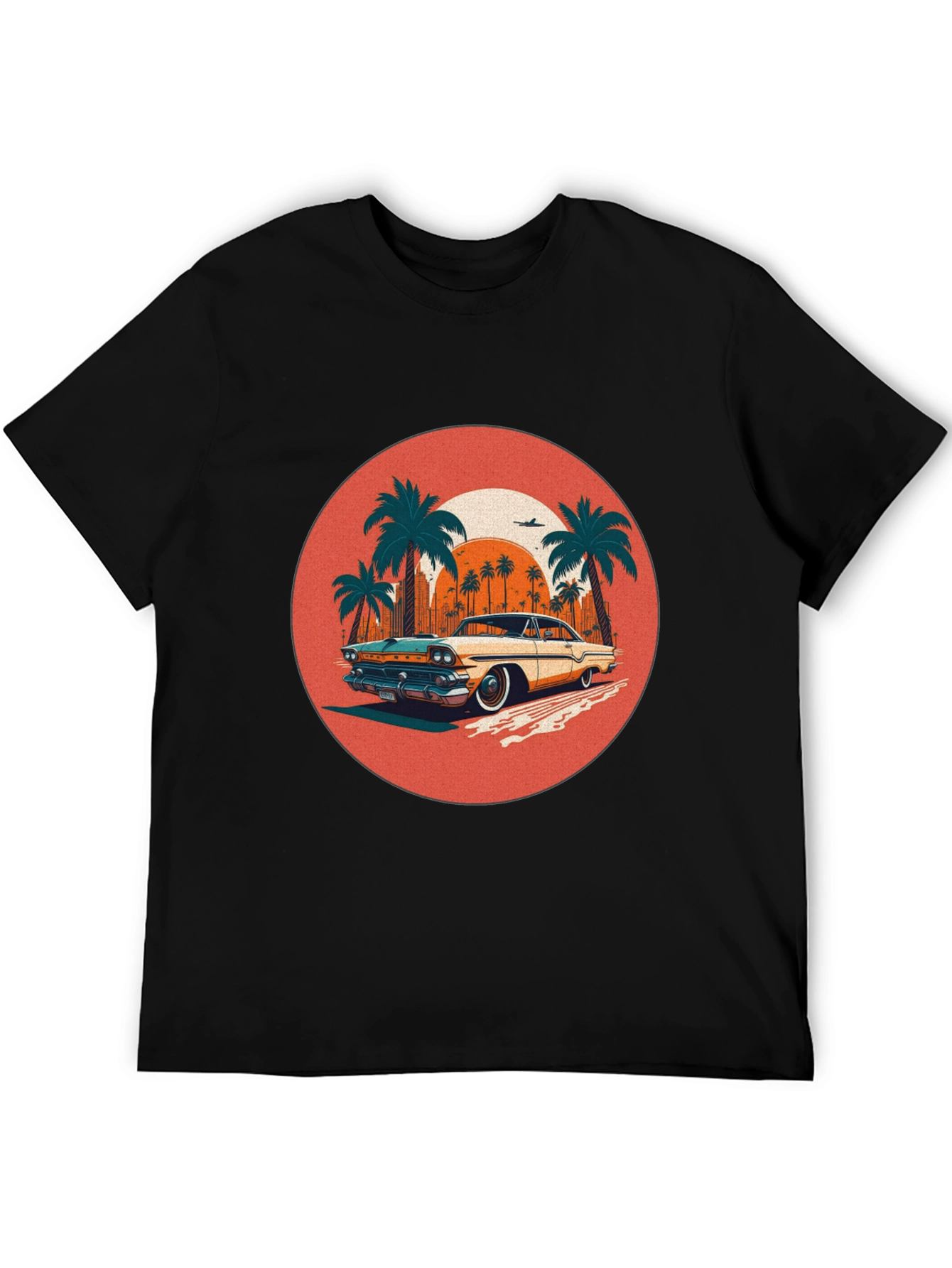 Black Retro Car & Palms Graphic Tee view 5