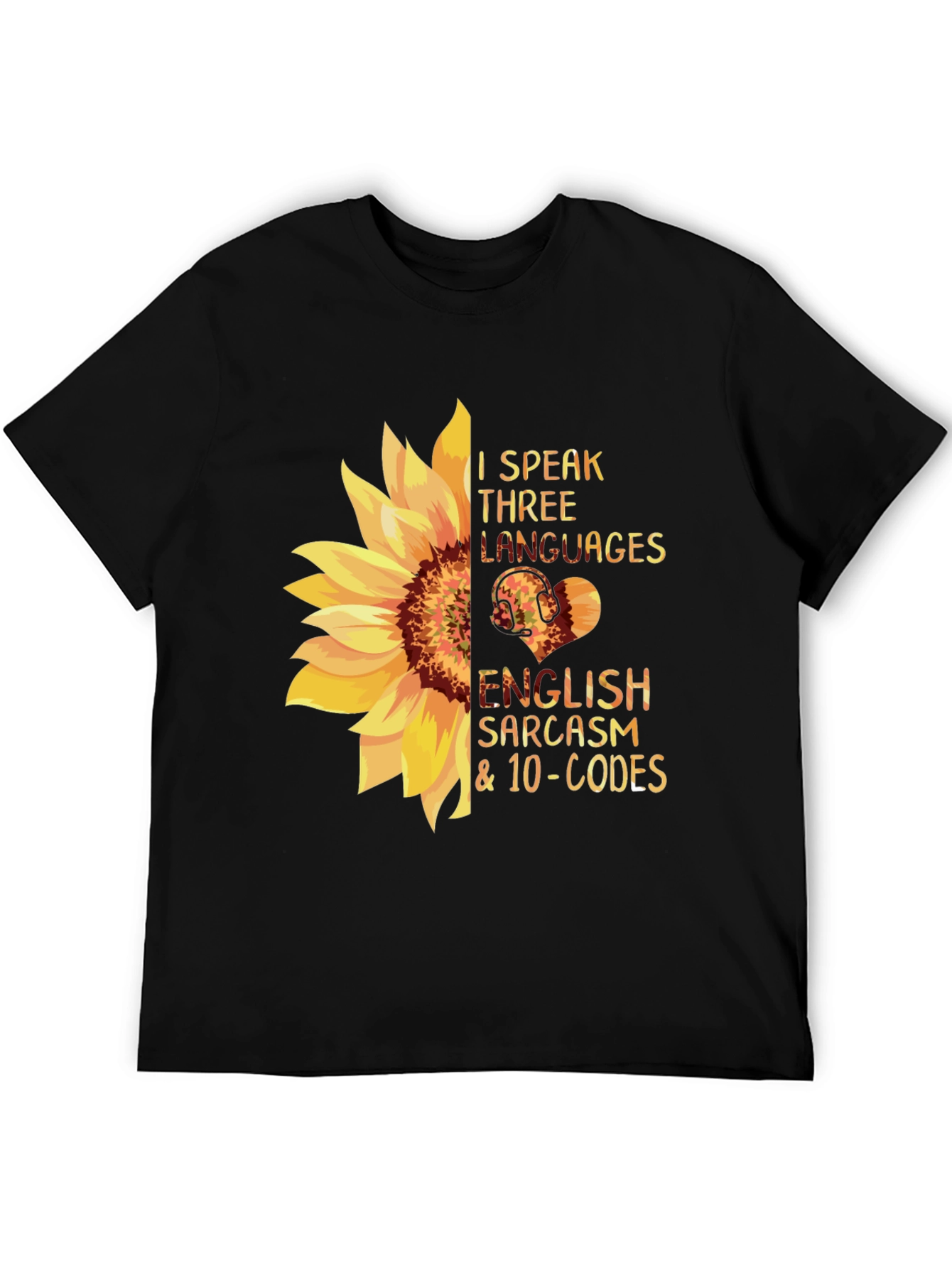 Black I Speak Three Languages Funny Graphic Tee view 5