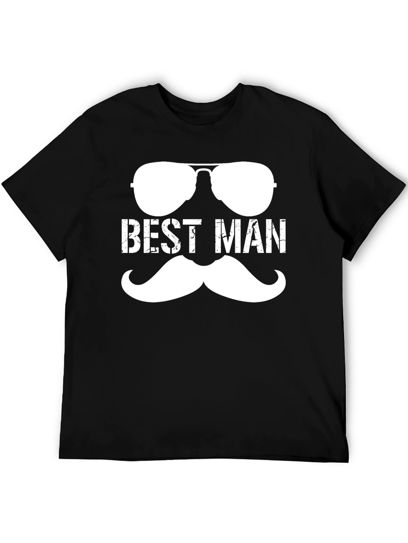 Black Best Man Sunglasses & Mustache Graphic Tee view 5