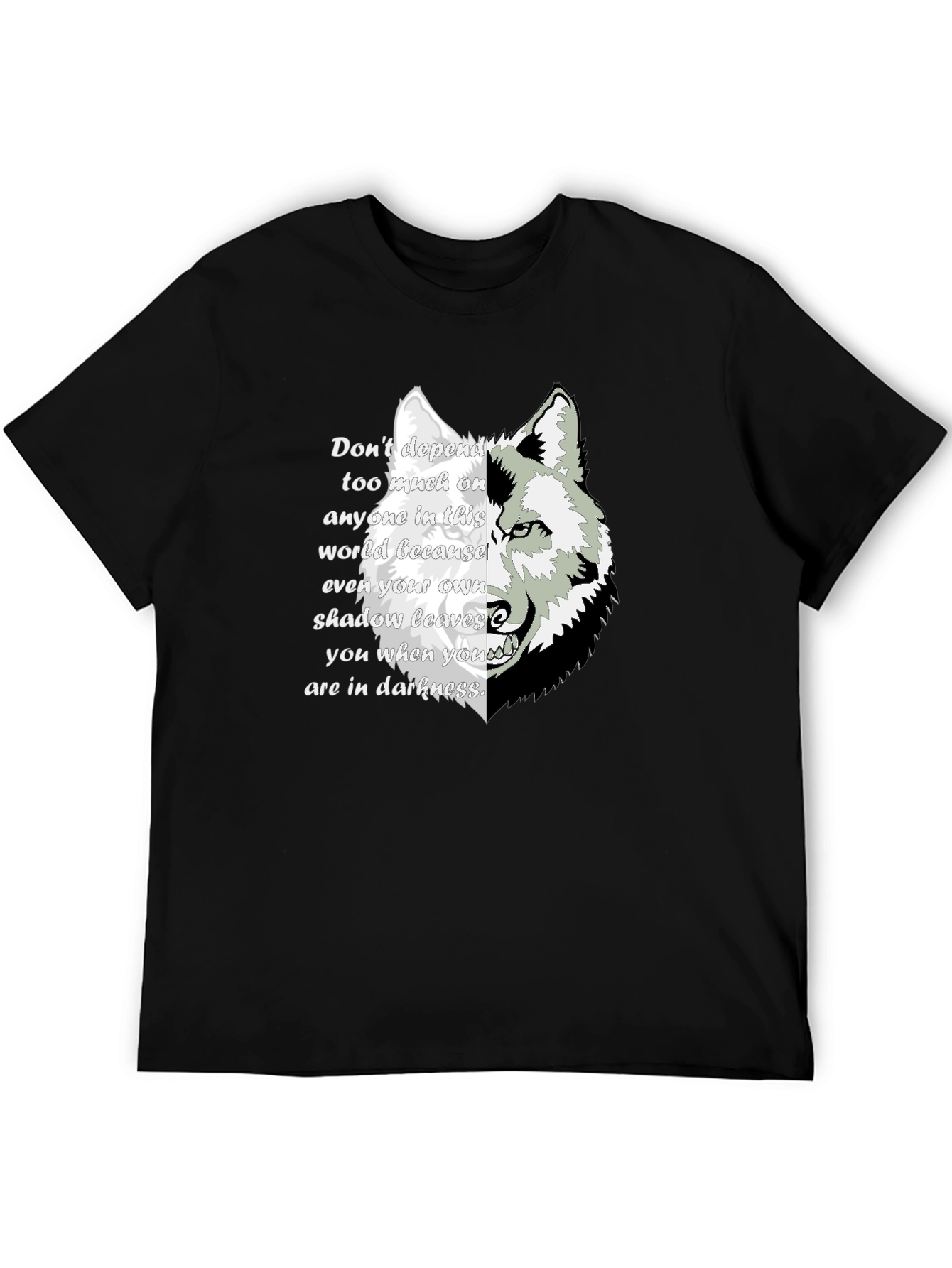 Black Wolf Shadow Graphic T-Shirt - Inspirational Quote Tee view 5
