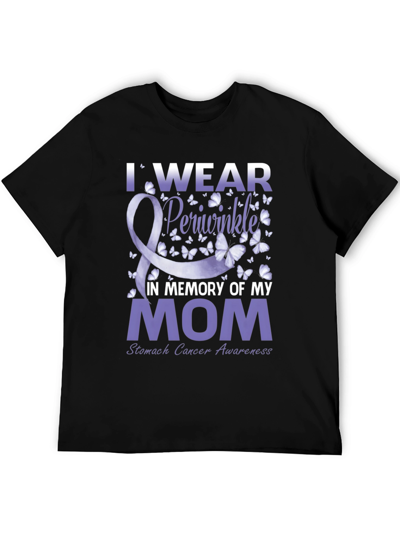 Black I Wear Periwinkle Stomach Cancer Awareness T-Shirt view 5