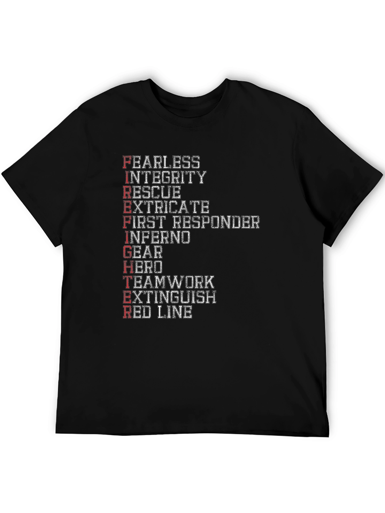 Black Firefighter Acronym Graphic Tee view 5