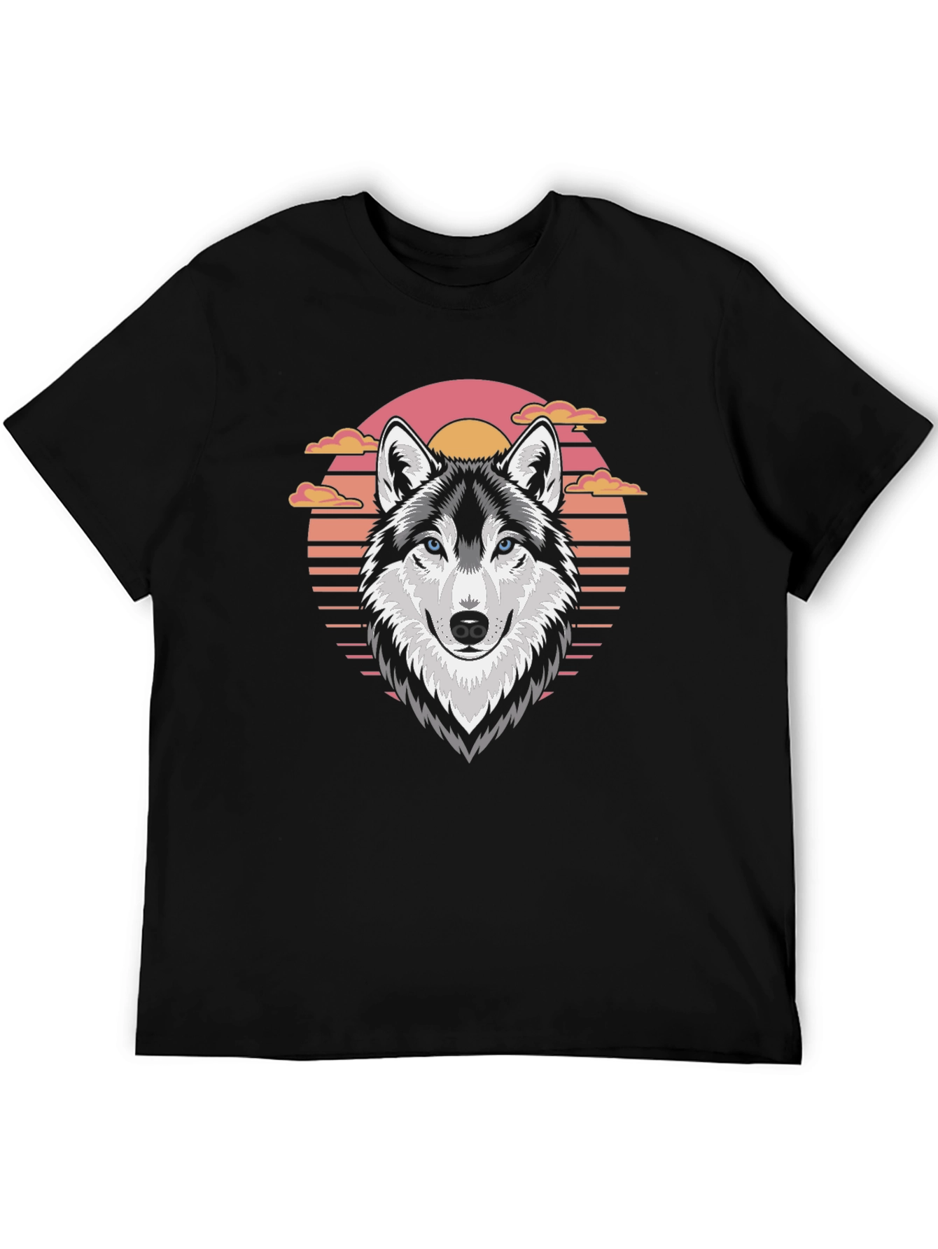 Black Wolf Sunset Graphic T-Shirt view 5