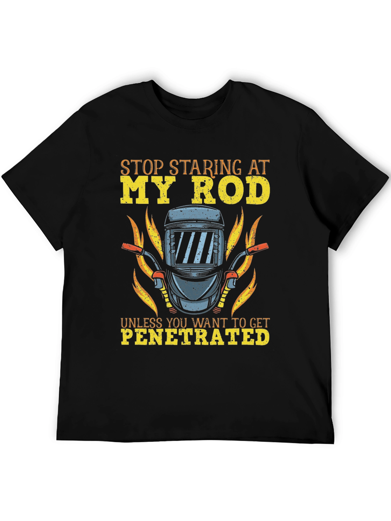 Black Funny Welder T-Shirt - Stop Staring My Rod view 5