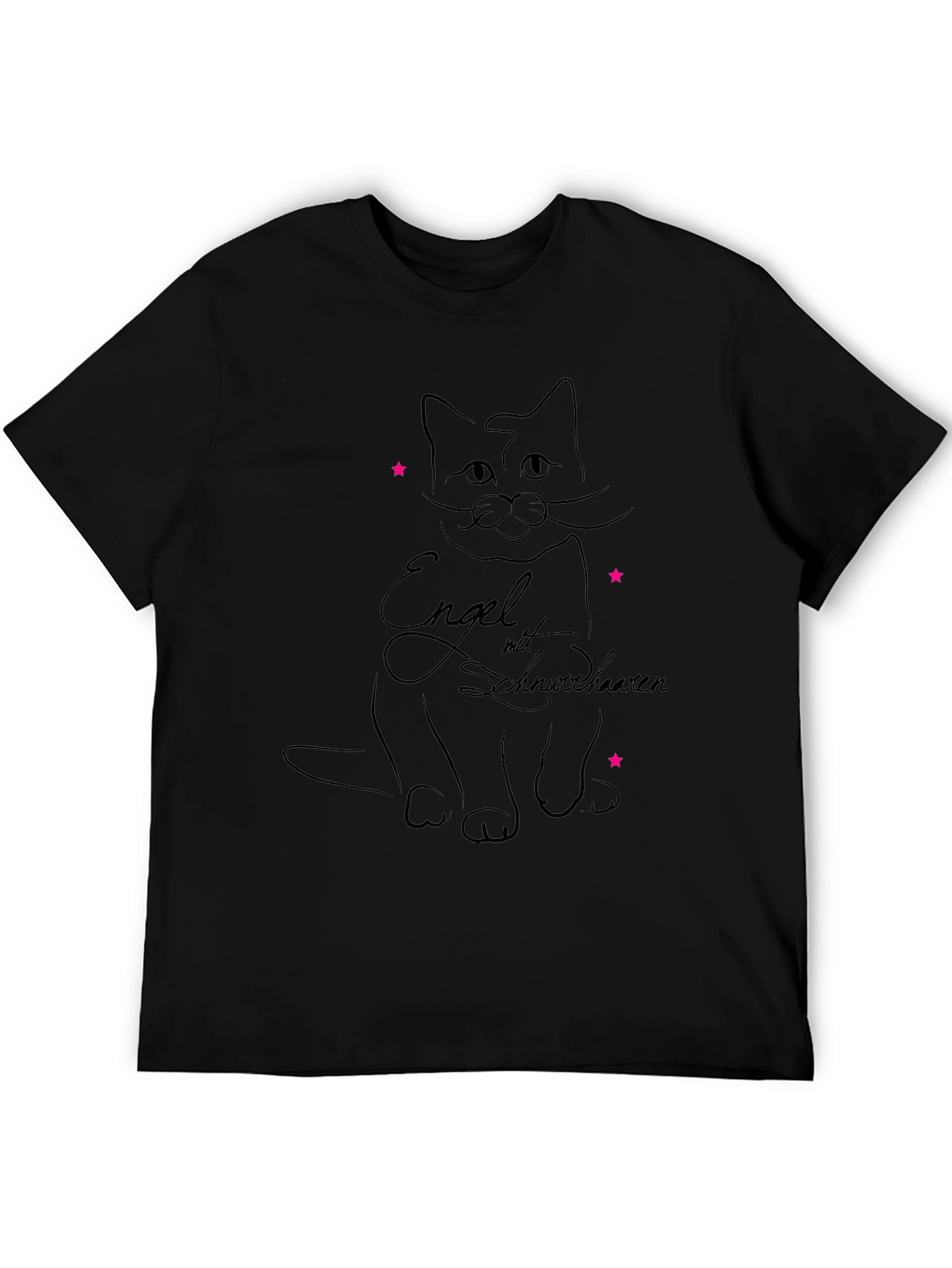 Black Cat Angel Black T-Shirt view 5