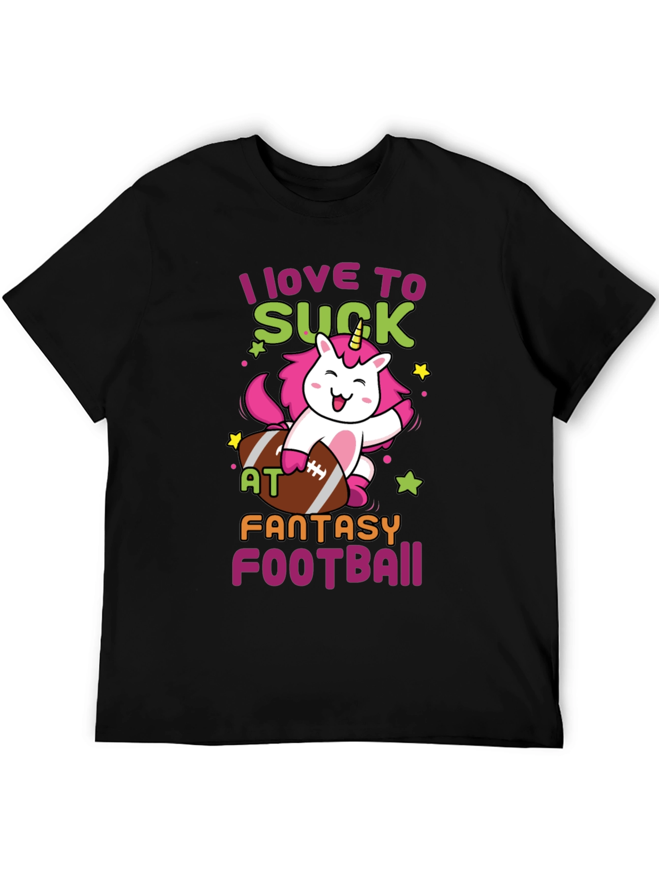 Black Unicorn Fantasy Football T-Shirt - I Love To Suck At... view 5