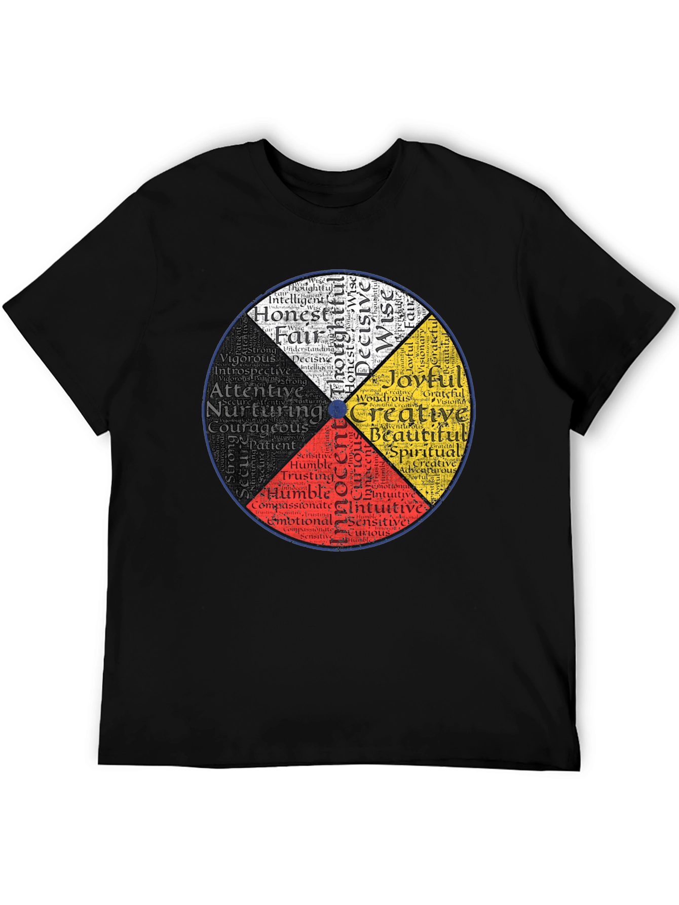 Black Medicine Wheel Black T-Shirt: Indigenous Wisdom Design view 5