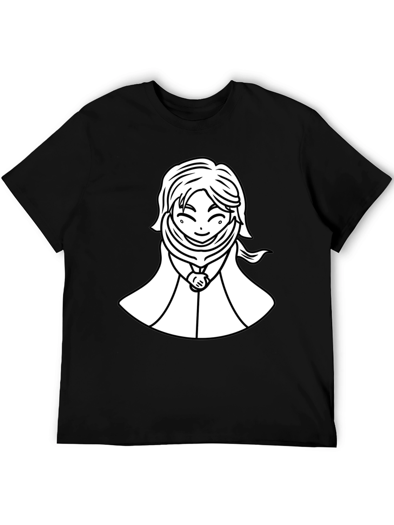 Black Anime Style Graphic Tee - Black Cotton T-Shirt view 5