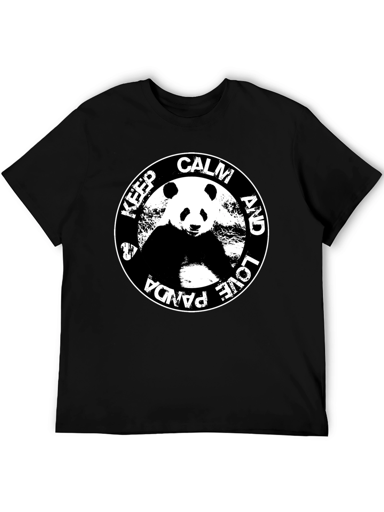 Black Keep Calm & Love Panda T-Shirt - Black Cotton Tee view 5