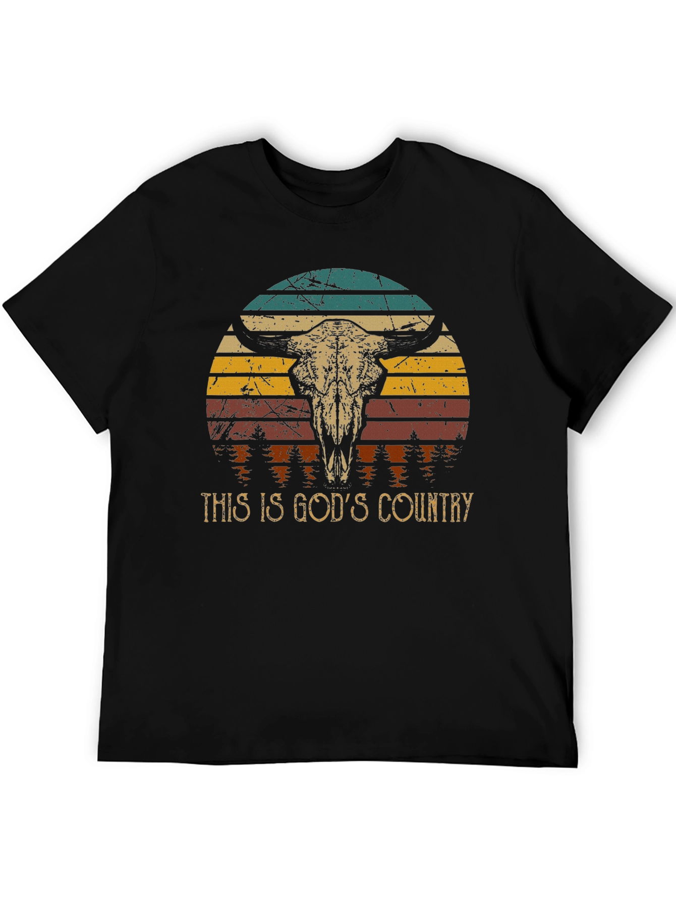 Black God's Country Bull Skull Graphic Tee view 5