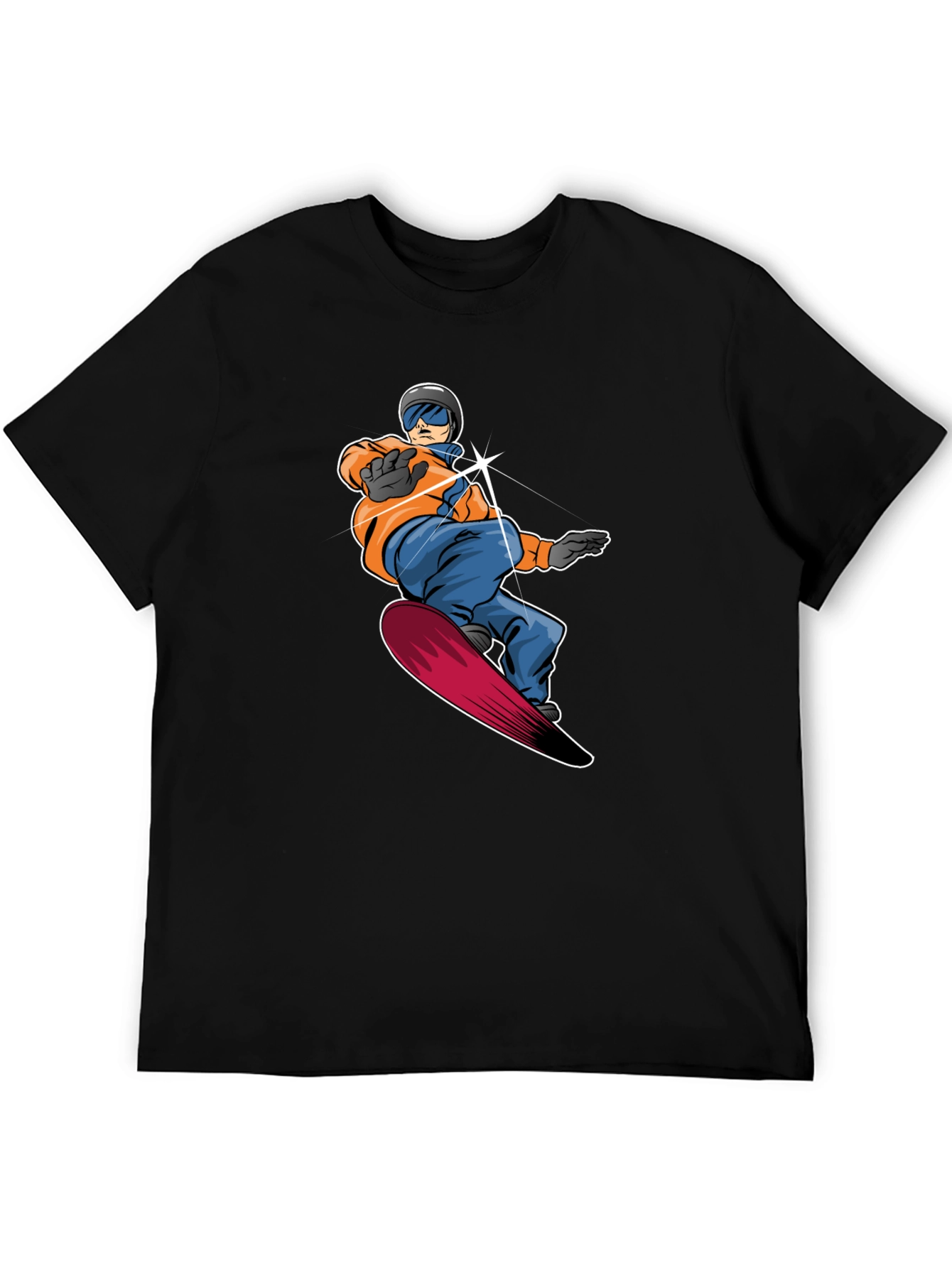 Black Cool Snowboarder Graphic Tee - Black Cotton view 5