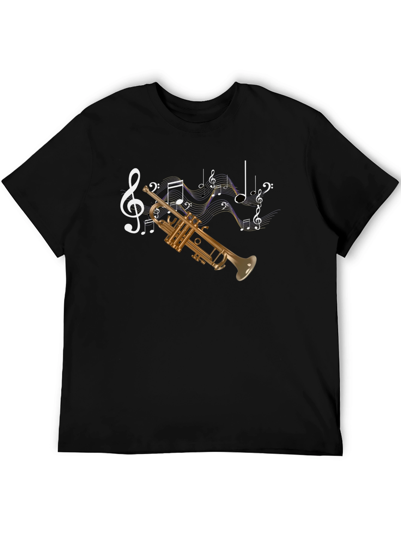 Black Trumpet & Music Note Graphic Tee view 5
