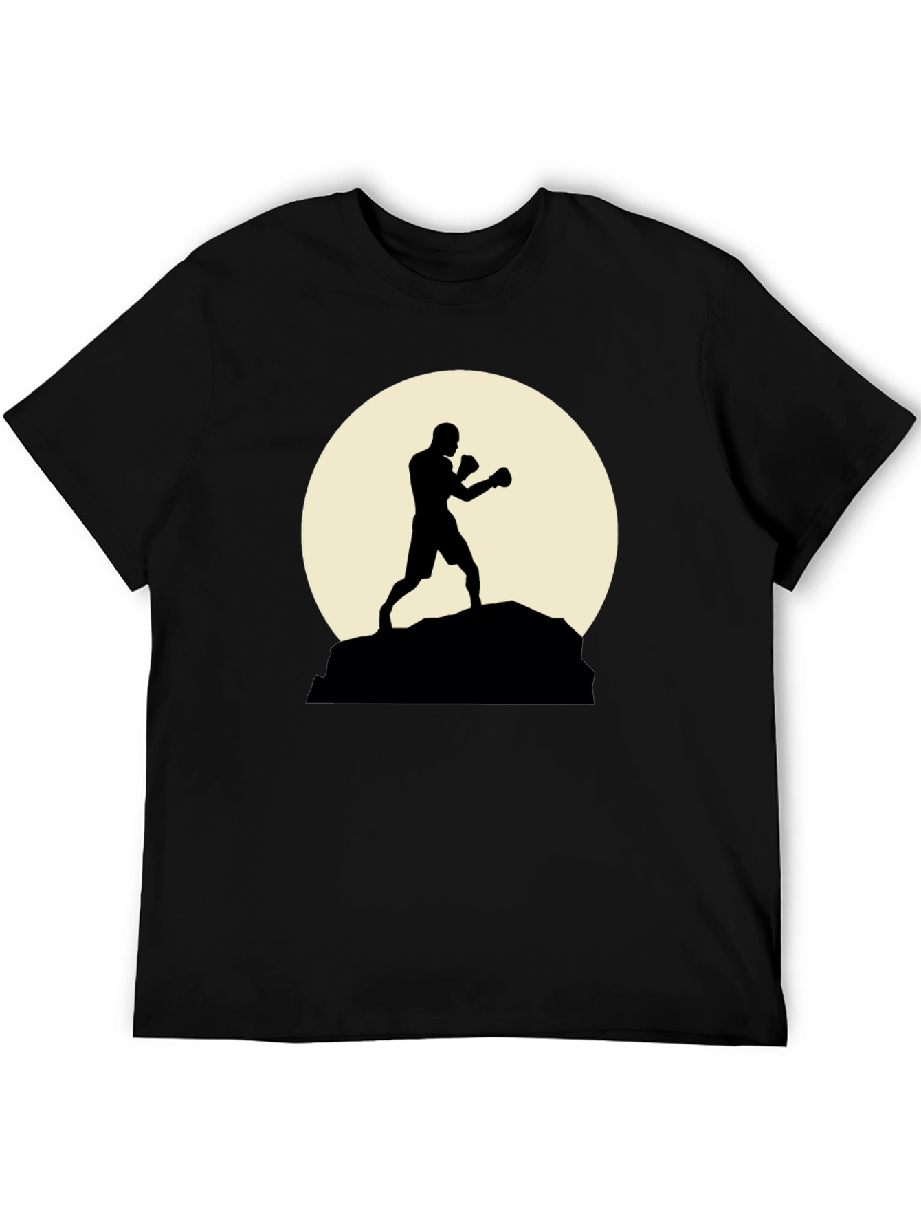 Black Silhouette Boxer Graphic Tee - Stylish Black Shirt view 5