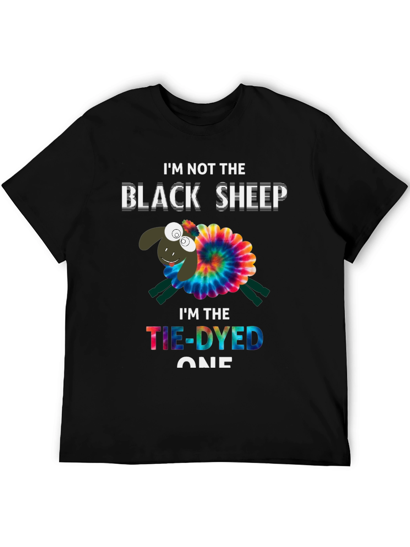 Black Tie-Dyed Sheep Graphic Tee - Unique & Fun T-Shirt view 5