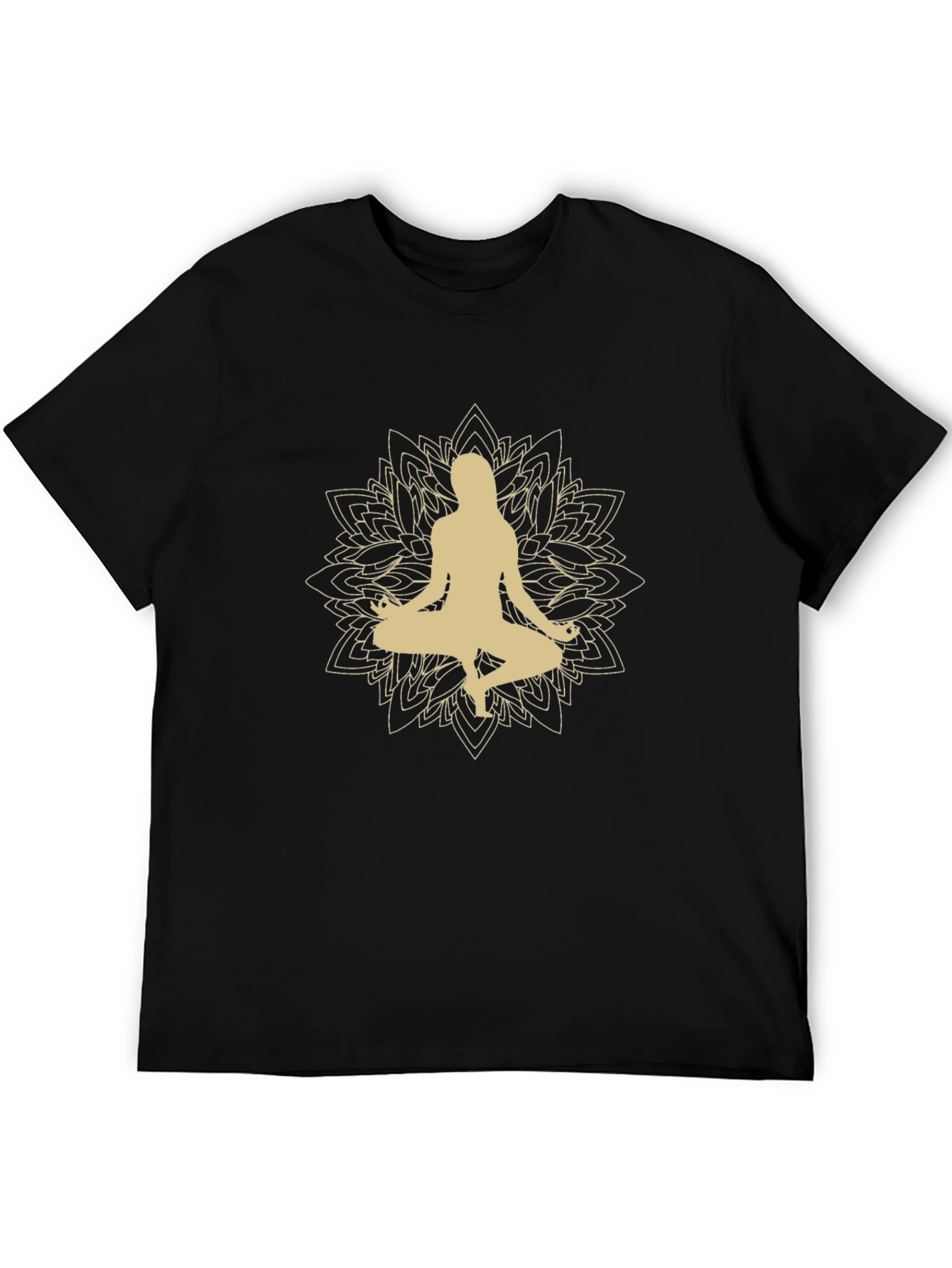 Black Yoga Mandala Graphic T-Shirt view 5
