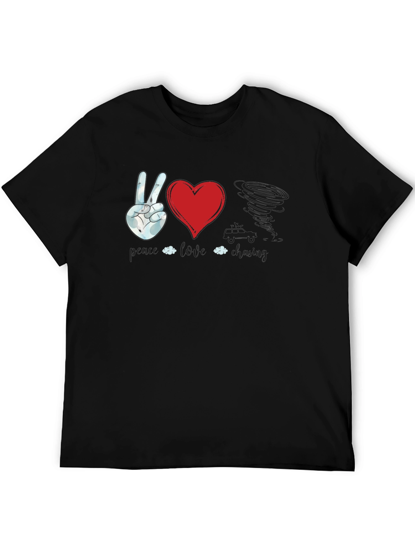 Black Peace Love Twister T-Shirt | Unique Graphic Tee view 5