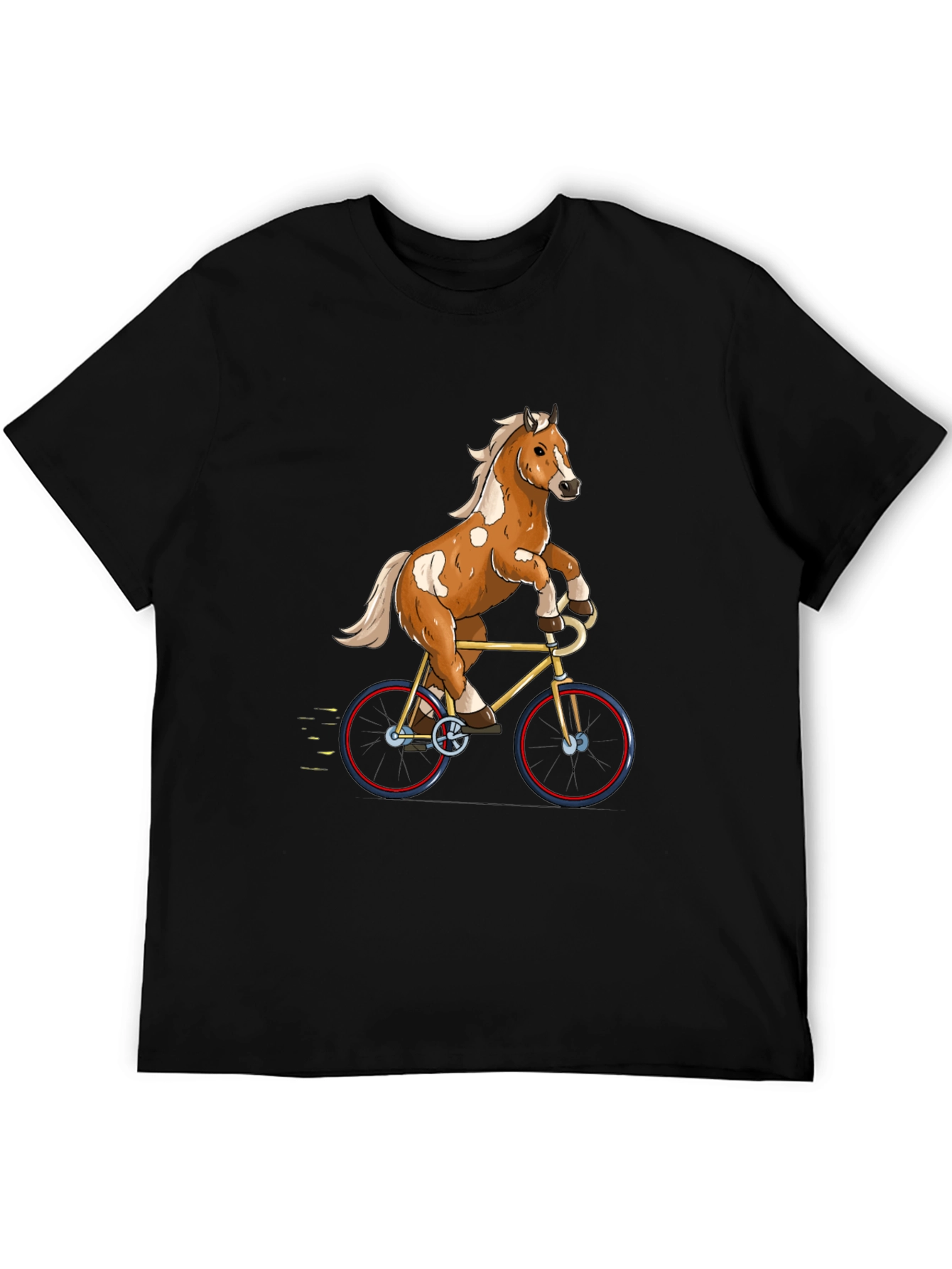 Black Horse Riding Bicycle Graphic Tee view 5