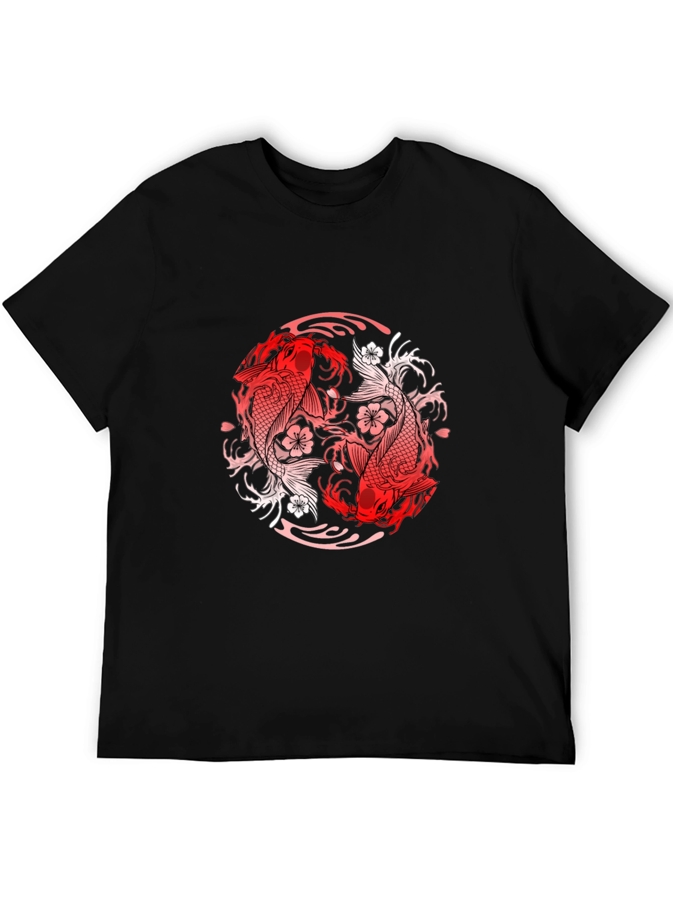 Black Yin Yang Koi Fish Graphic Tee - Black view 5