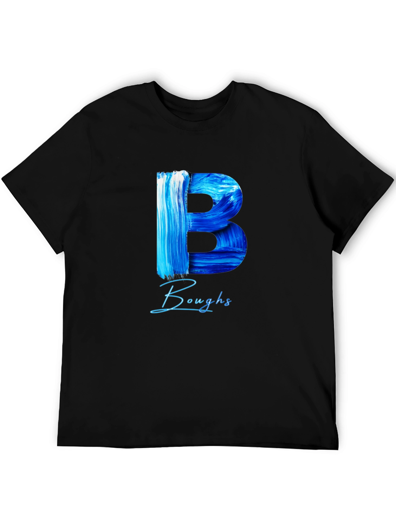 Black "Boughs" Letter B Brushstroke Graphic Tee - Black view 5